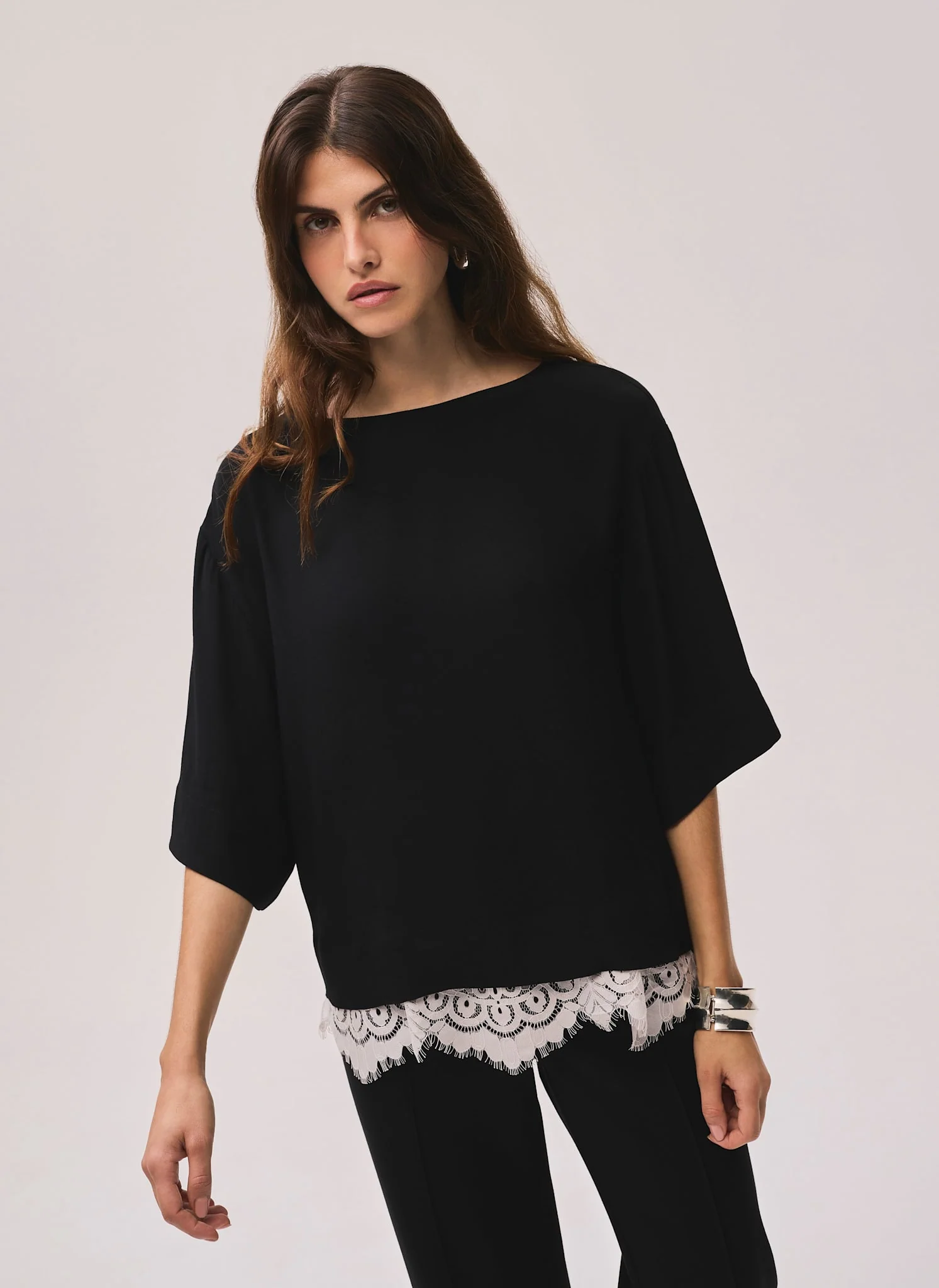 8702-black-satin-lace-trim-top-2.webp Black Satin Lace Trim Top