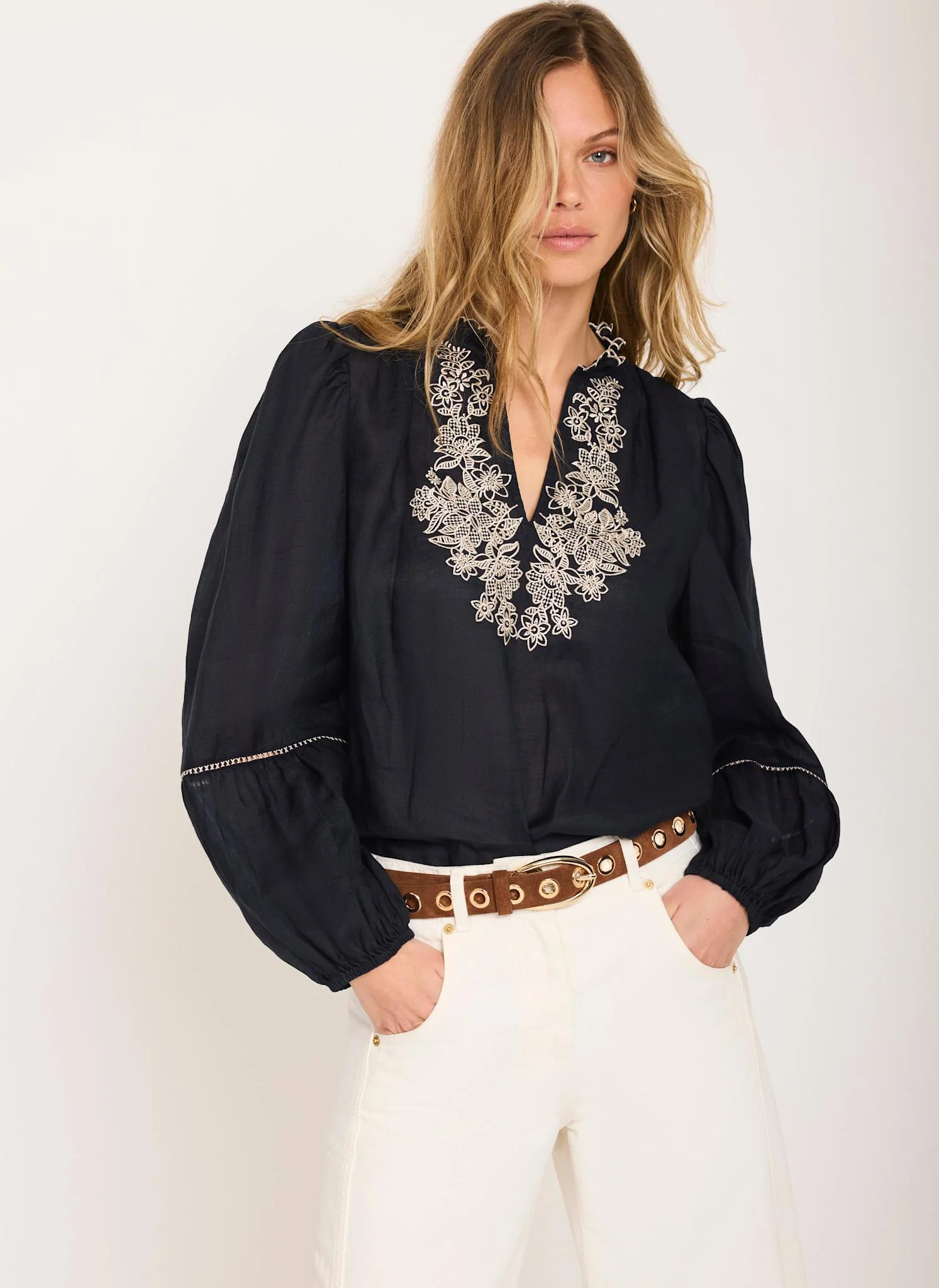 8728-navy-embroidered-detail-blouse-6.webp Navy Embroidered Detail Blouse