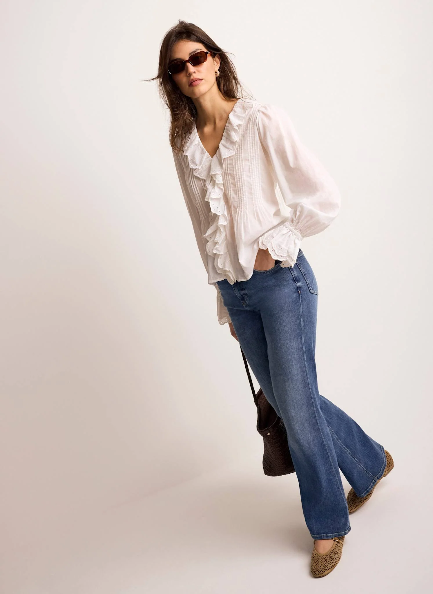 8734-white-cotton-ruffle-trim-blouse-3.webp White Cotton Ruffle Trim Blouse