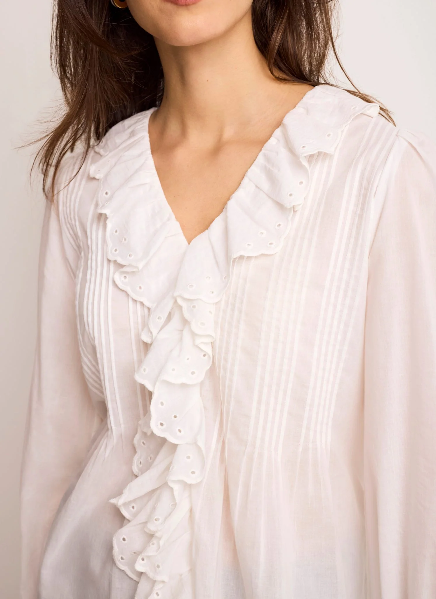 8734-white-cotton-ruffle-trim-blouse-4.webp White Cotton Ruffle Trim Blouse