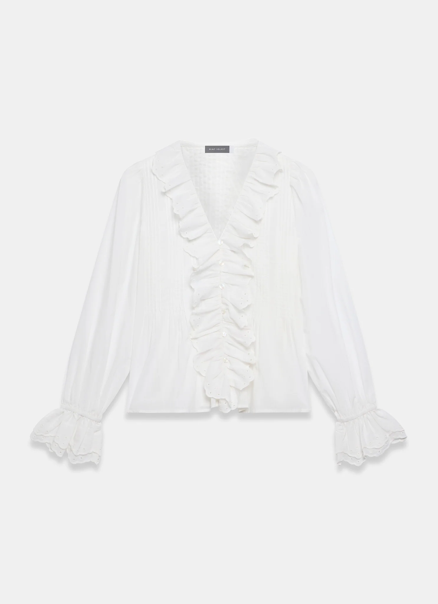 8734-white-cotton-ruffle-trim-blouse-6.webp White Cotton Ruffle Trim Blouse