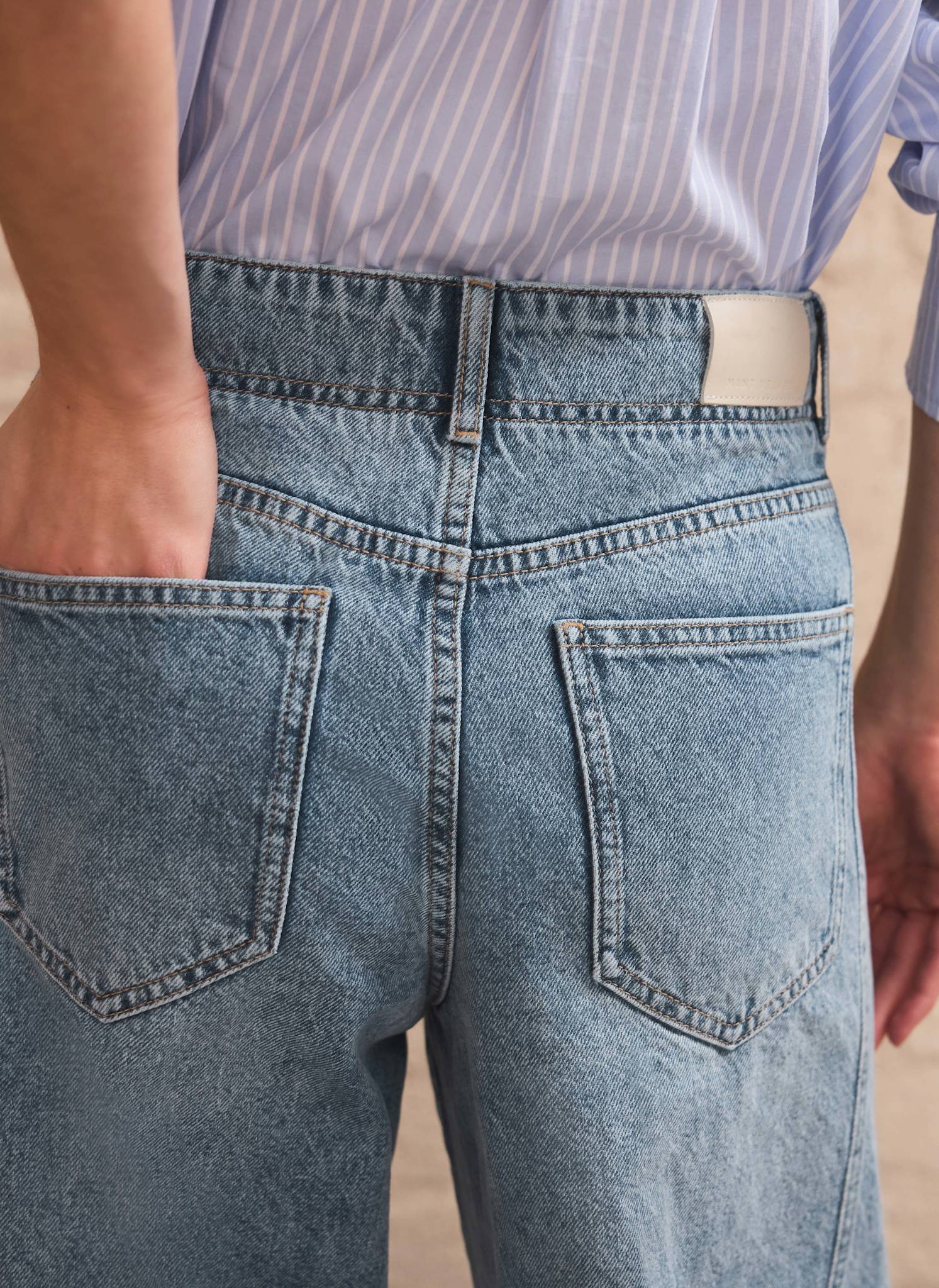 Mid Indigo Relaxed Wide Leg Jeans