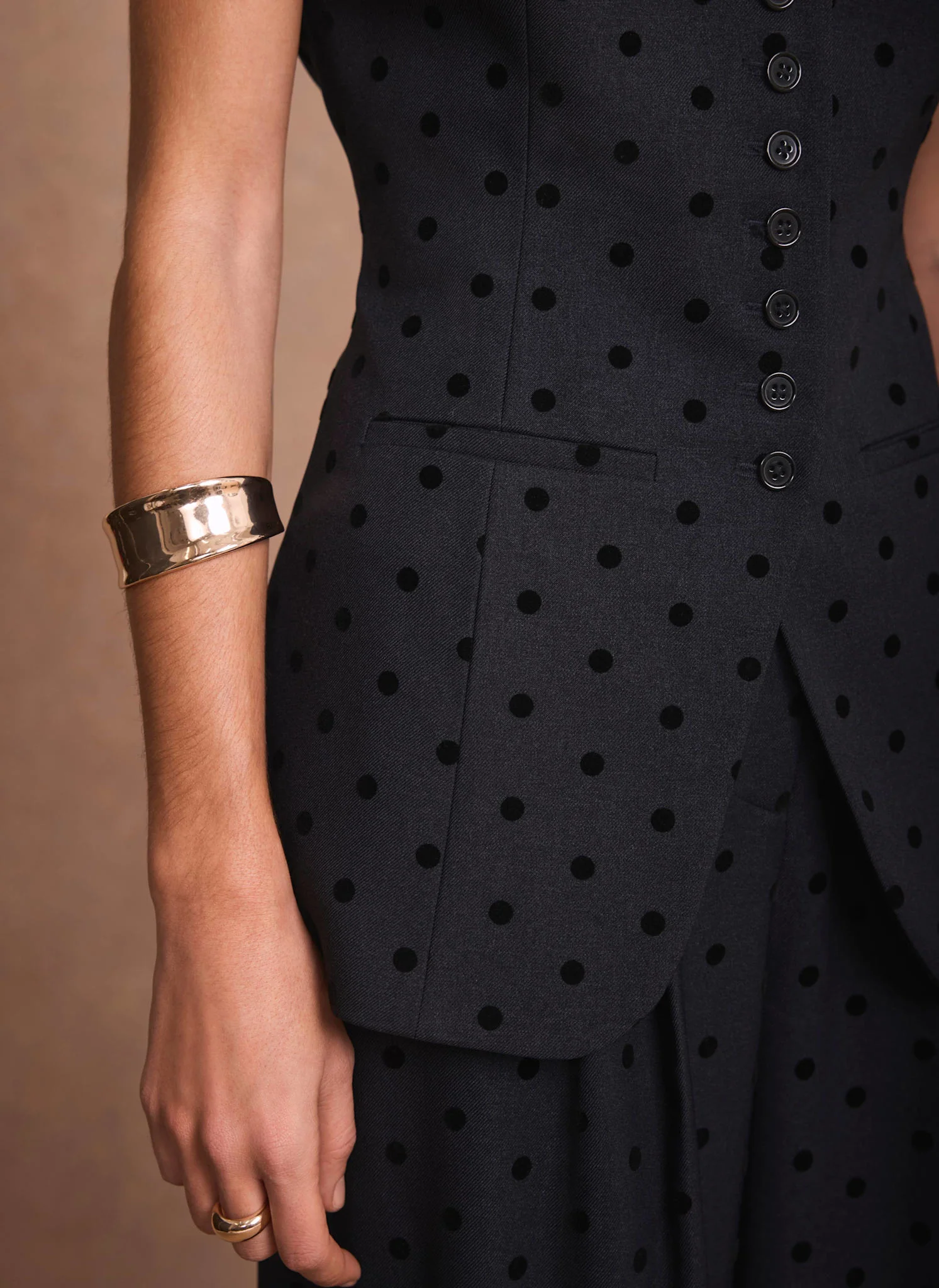 Navy Polka Dot Longline Waistcoat