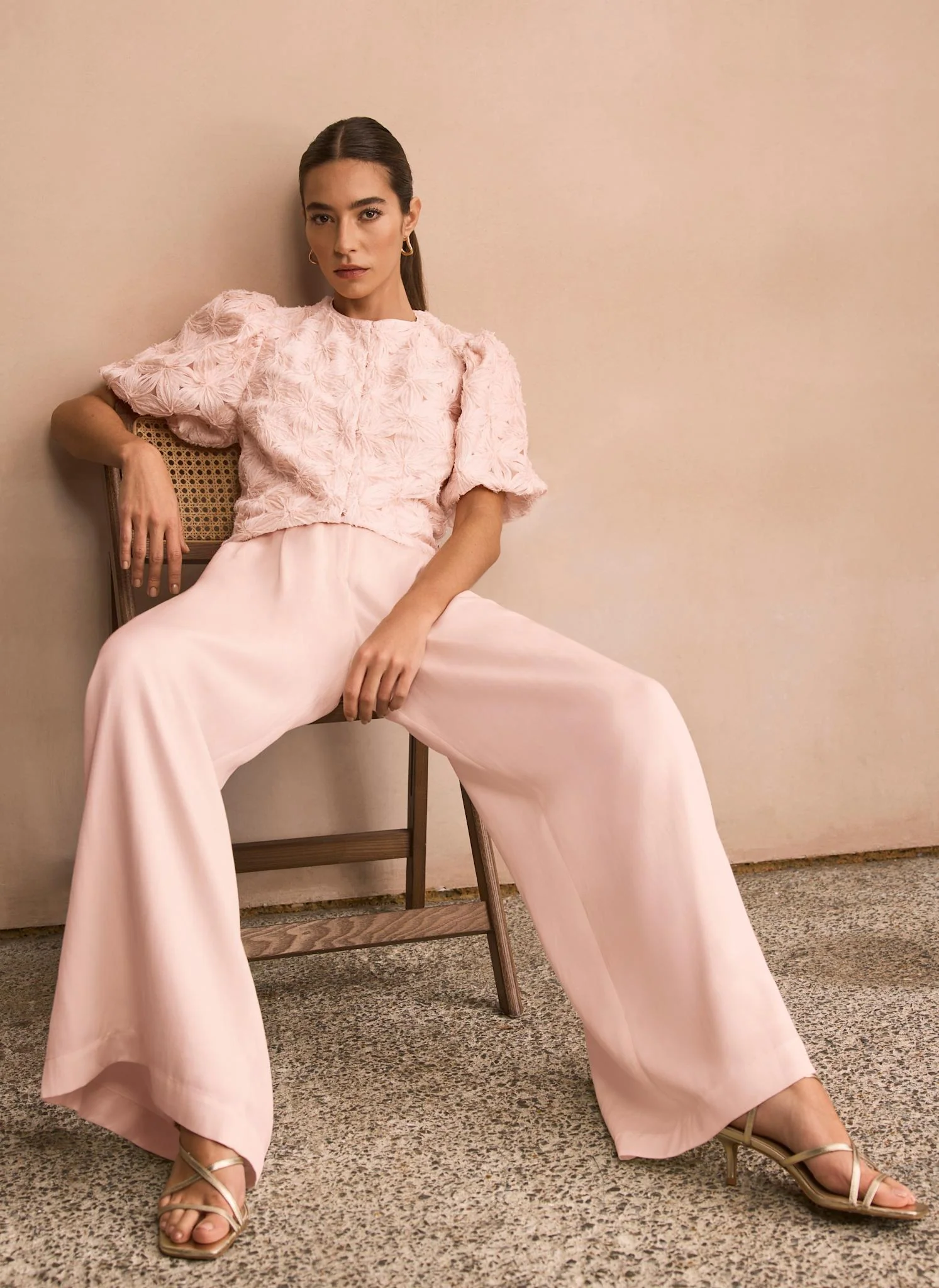 8878-pink-pleat-detail-wide-leg-trousers-3.webp Pink Pleat Detail Wide Leg Trousers