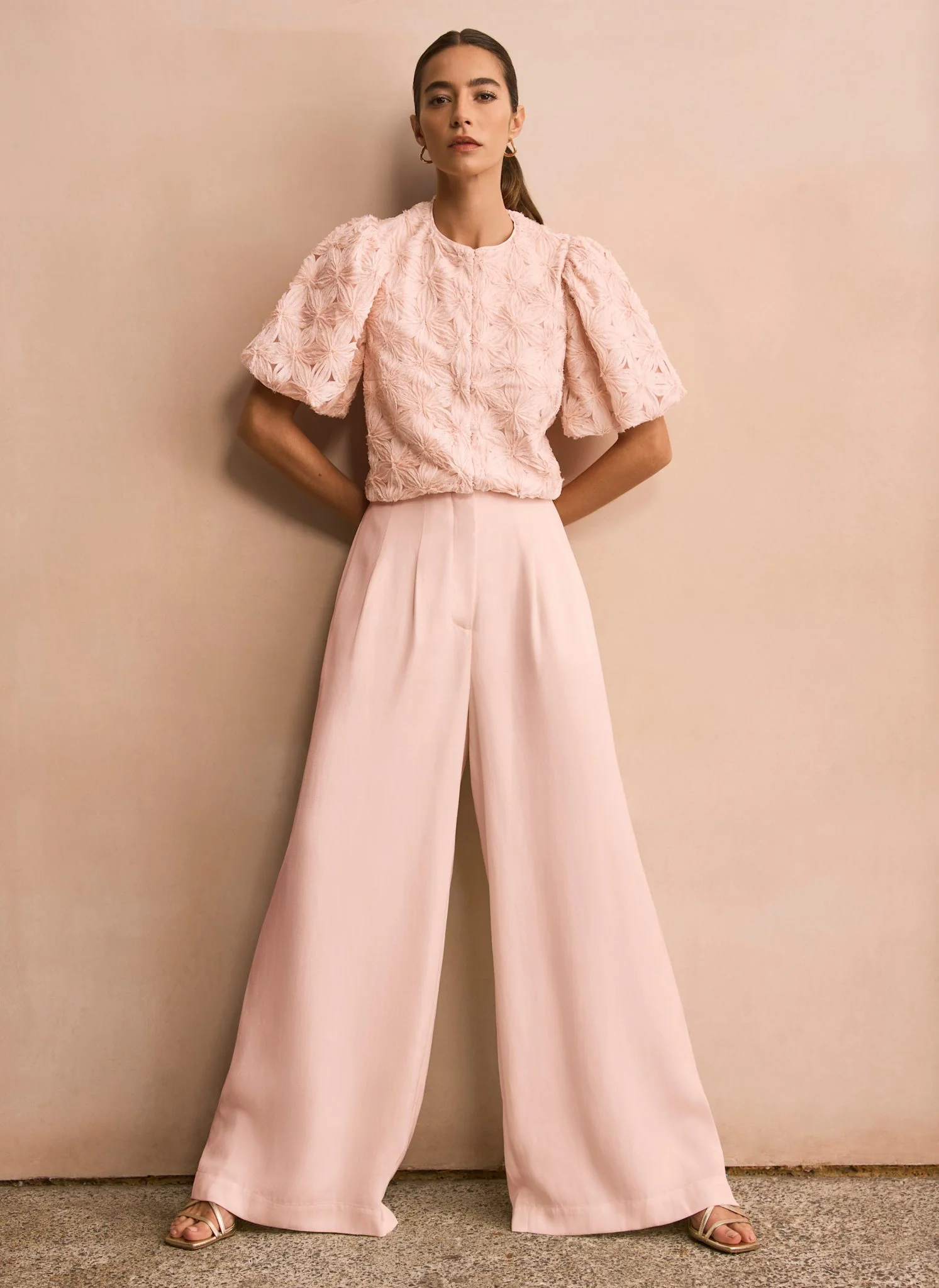 8878-pink-pleat-detail-wide-leg-trousers-4.webp Pink Pleat Detail Wide Leg Trousers