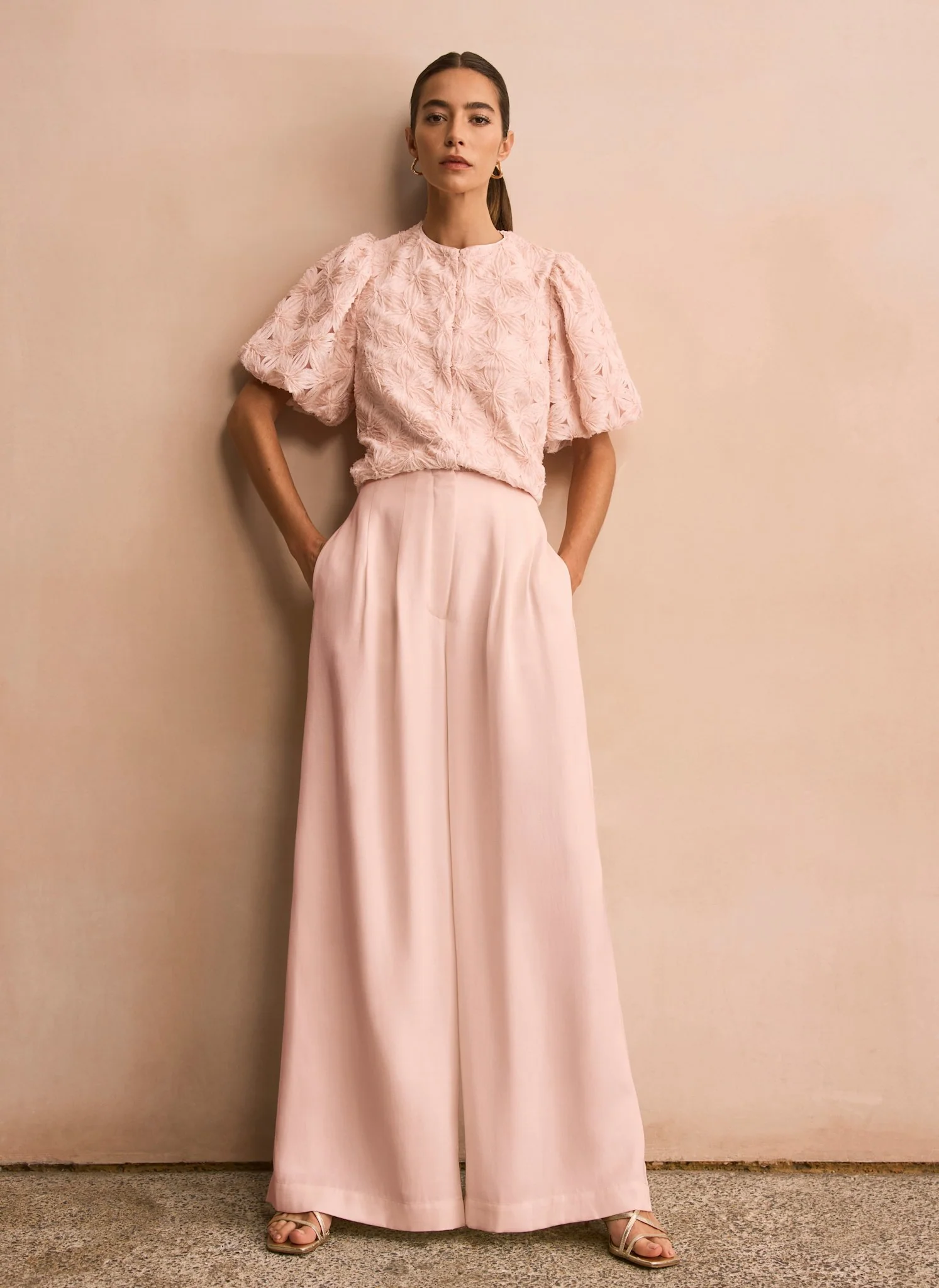 8878-pink-pleat-detail-wide-leg-trousers-5.webp Pink Pleat Detail Wide Leg Trousers