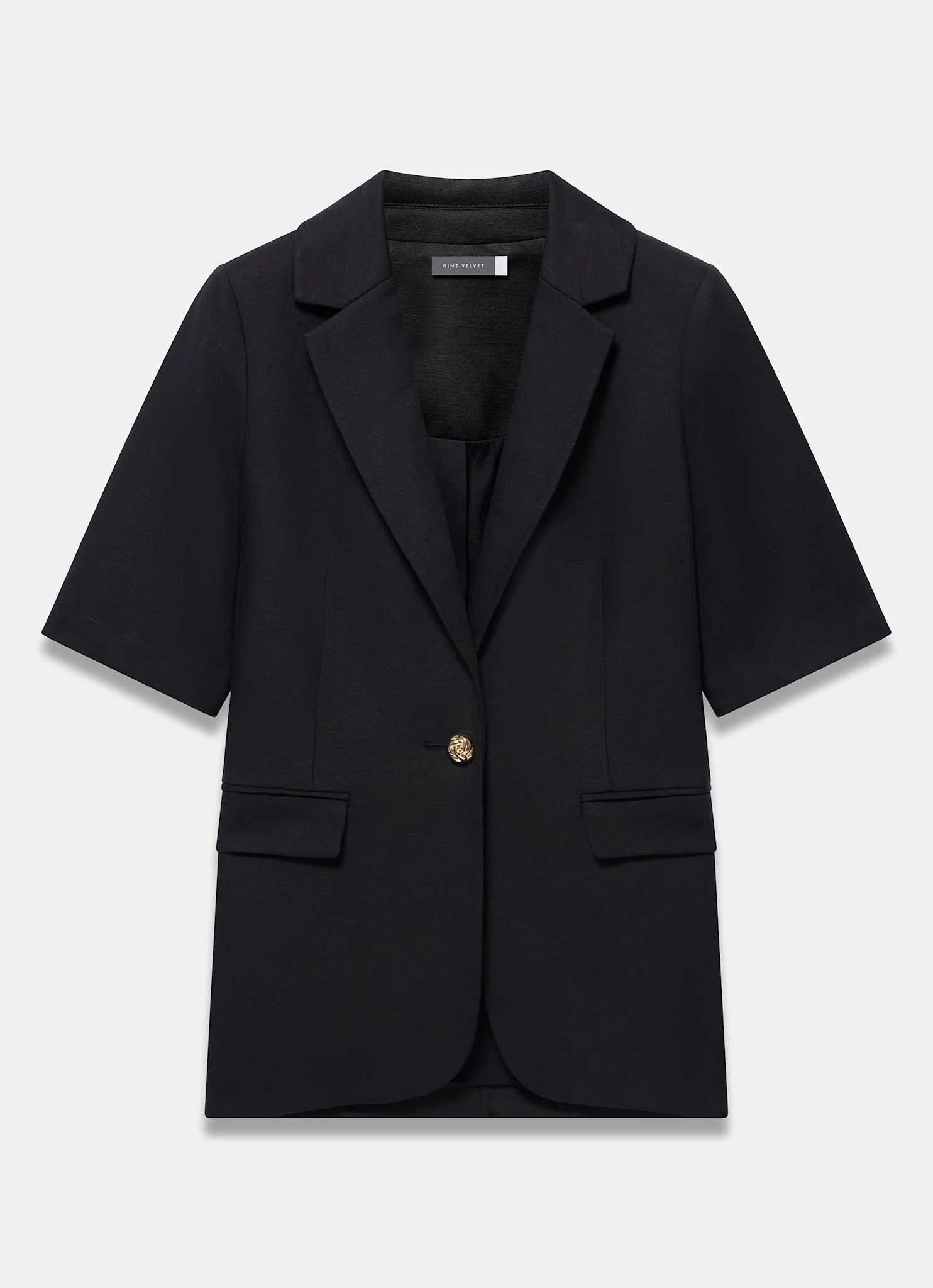 890-black-linen-blend-short-sleeve-blazer-7.webp Black Linen Blend Short Sleeve Blazer