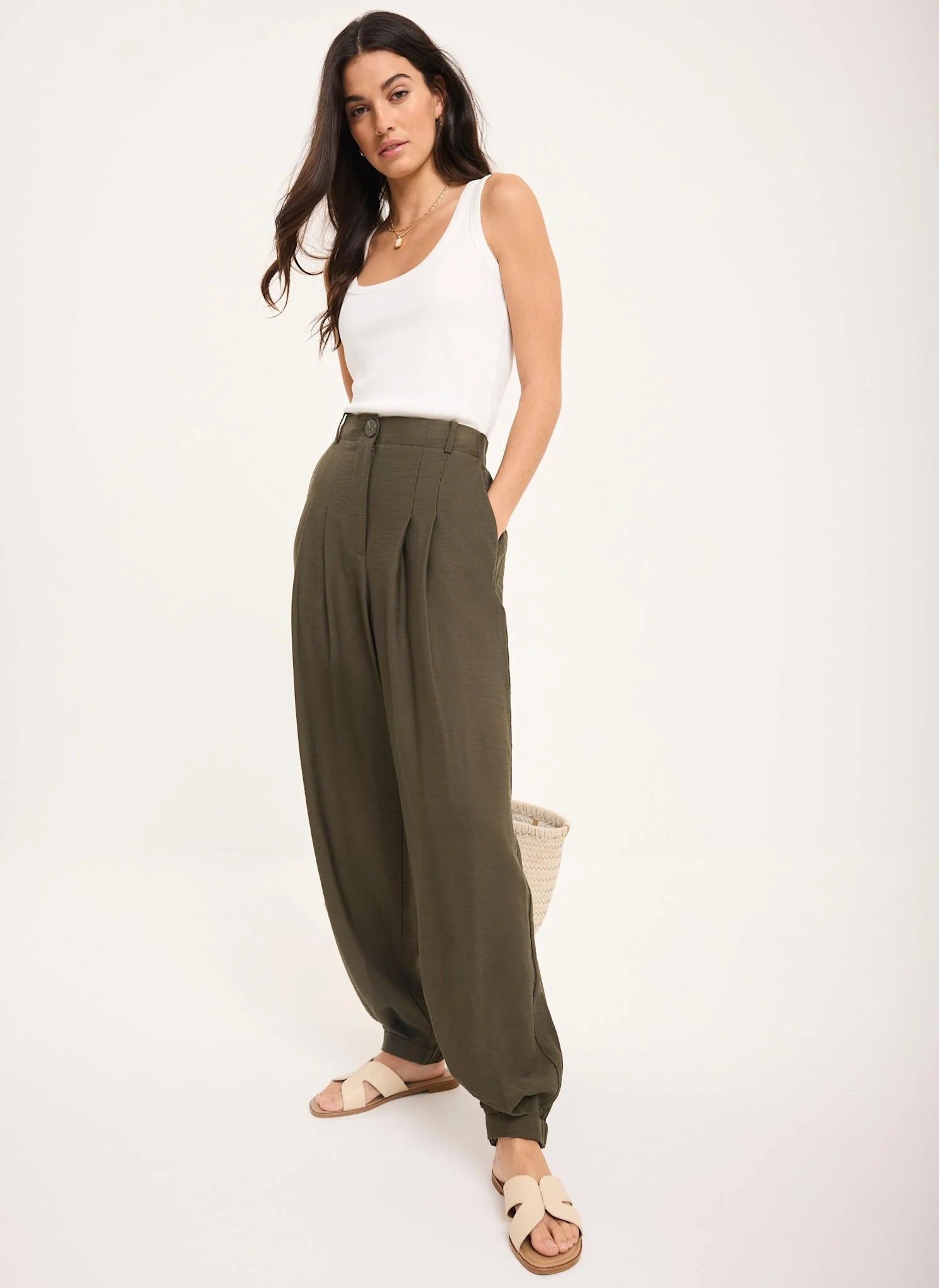 Khaki Soft Balloon Trousers