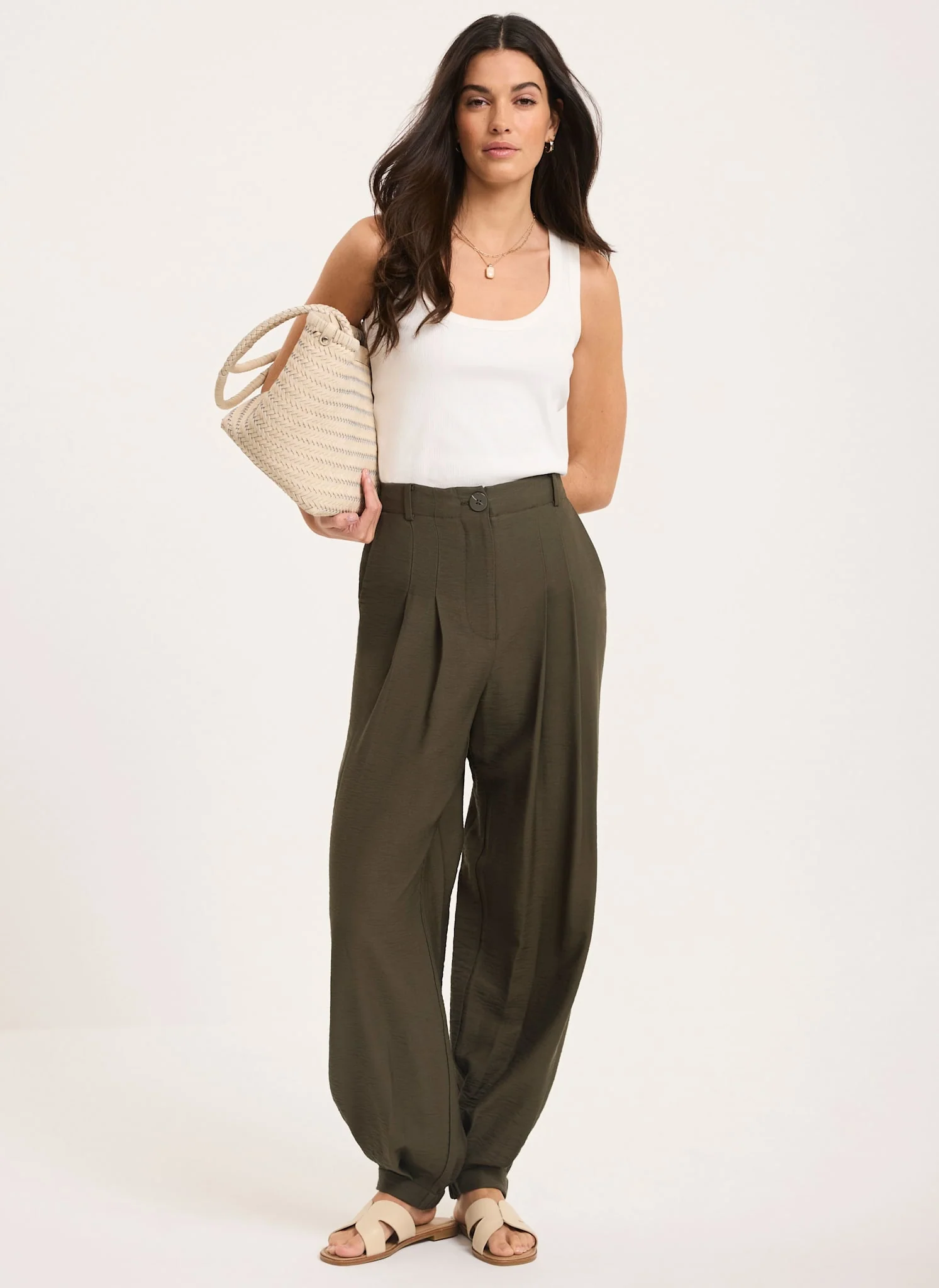 Khaki Soft Balloon Trousers