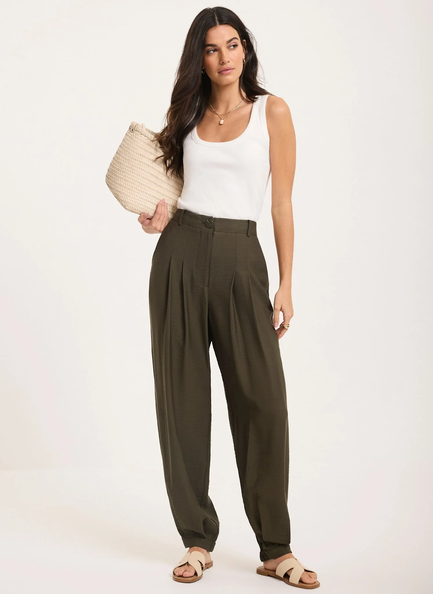 Khaki Soft Balloon Trousers