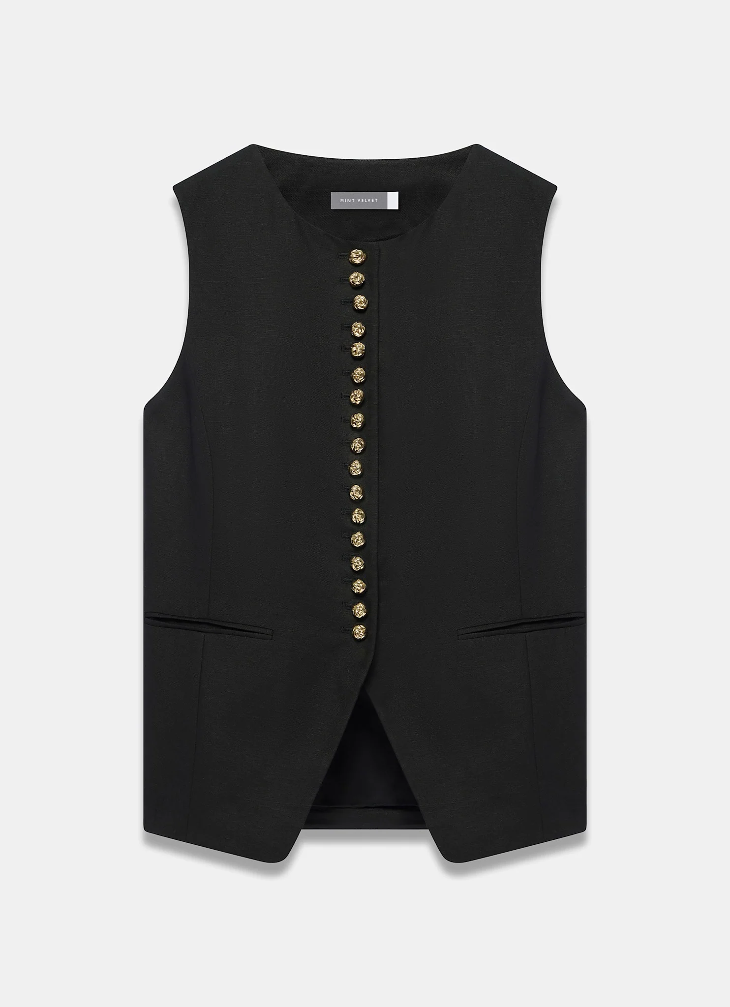 896-black-linen-blend-button-detail-waistcoat-7.webp Black Linen Blend Button Detail Waistcoat