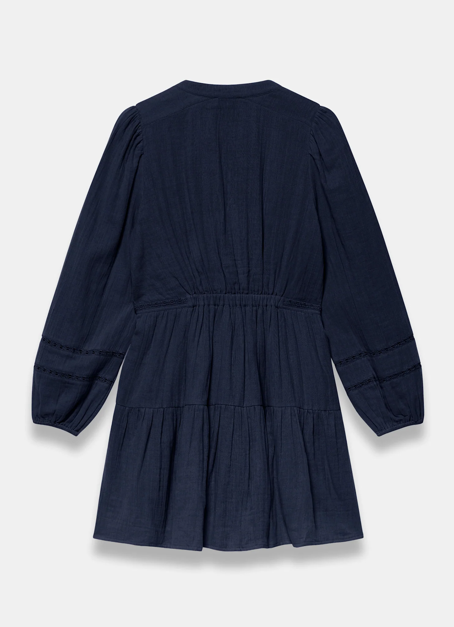 Navy Cotton Cheesecloth Mini Dress