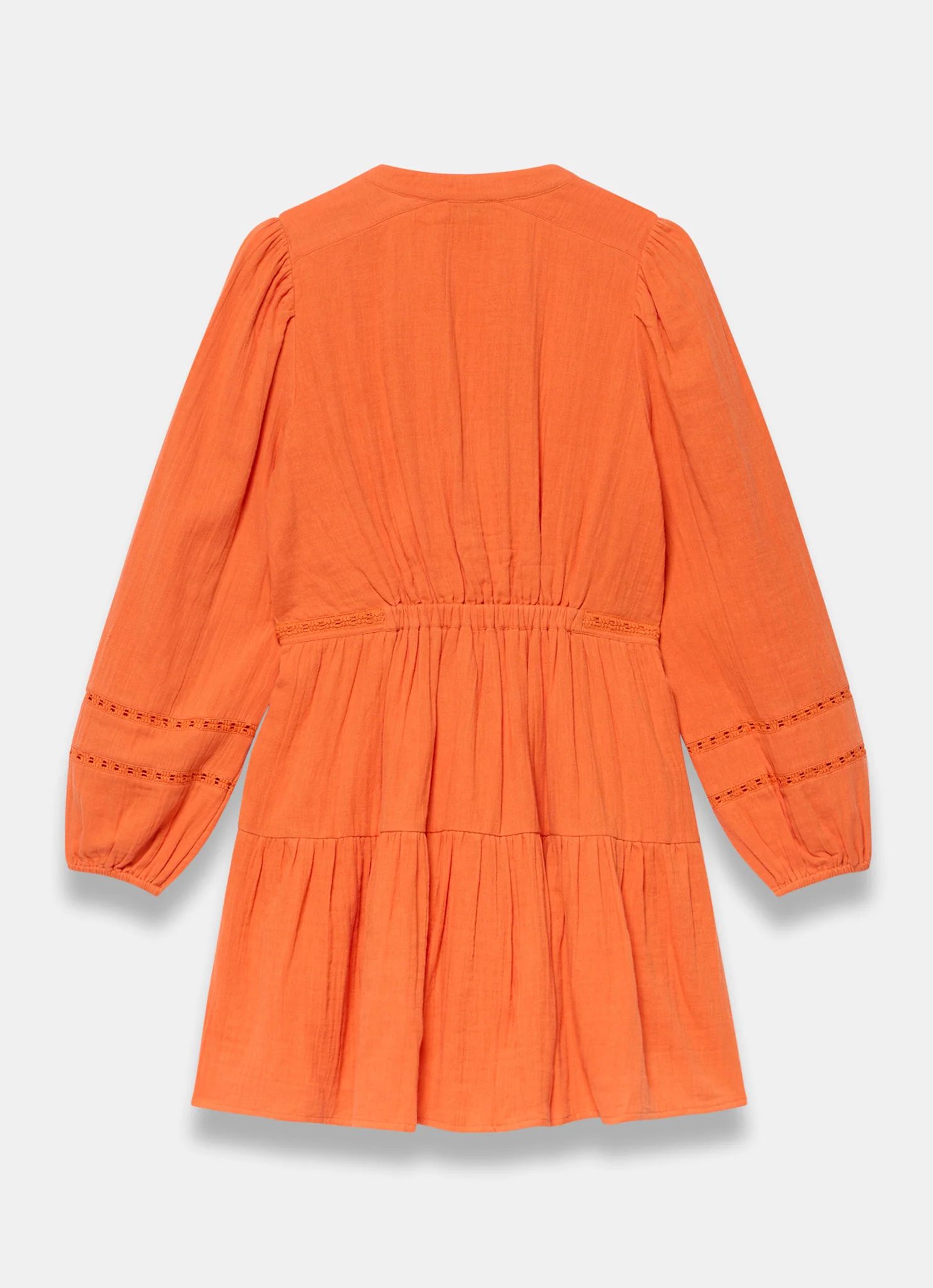 Orange Cotton Cheesecloth Mini Dress