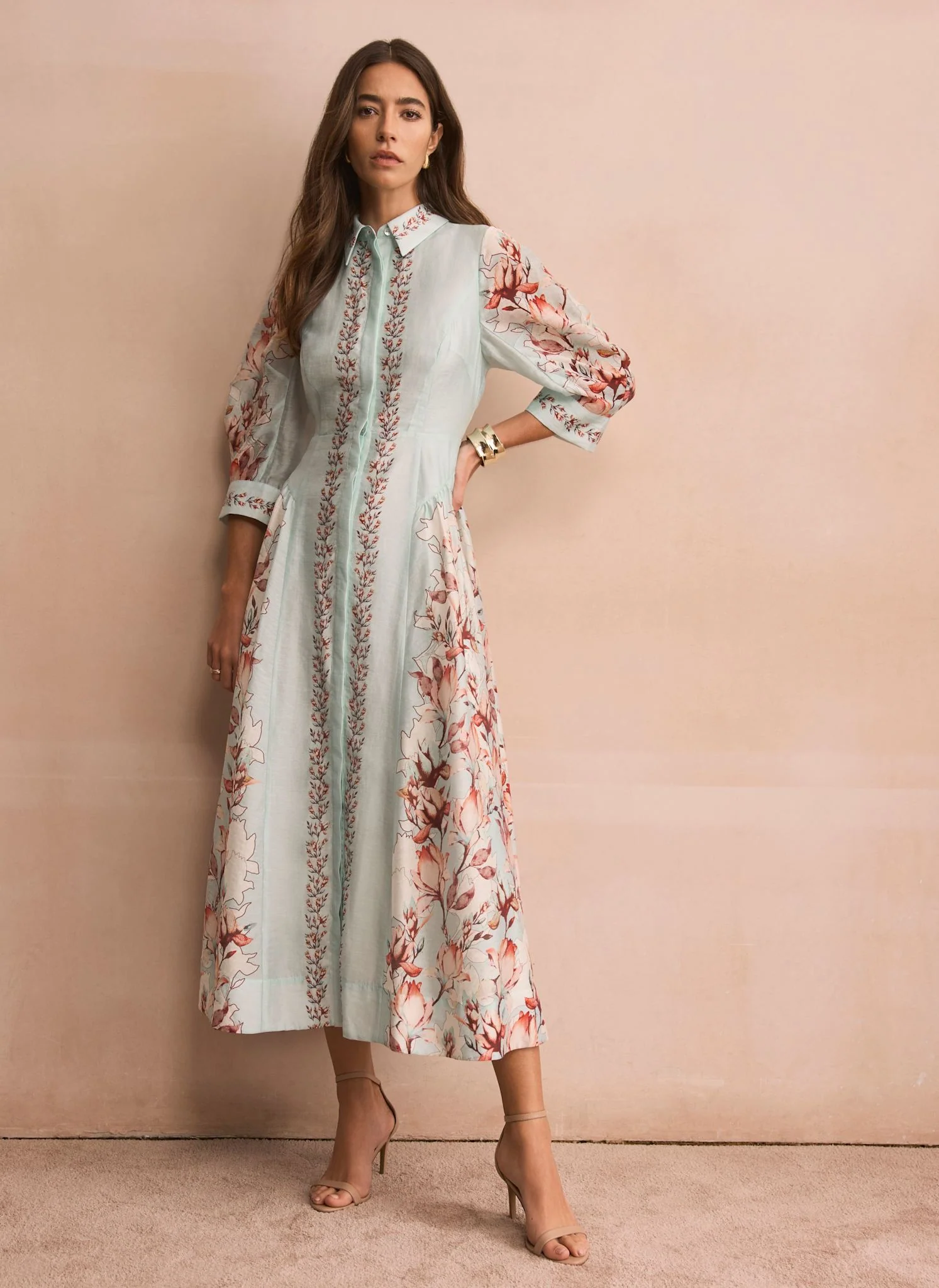 8982-blue-floral-print-midi-shirt-dress-4.webp Blue Floral Print Midi Shirt Dress