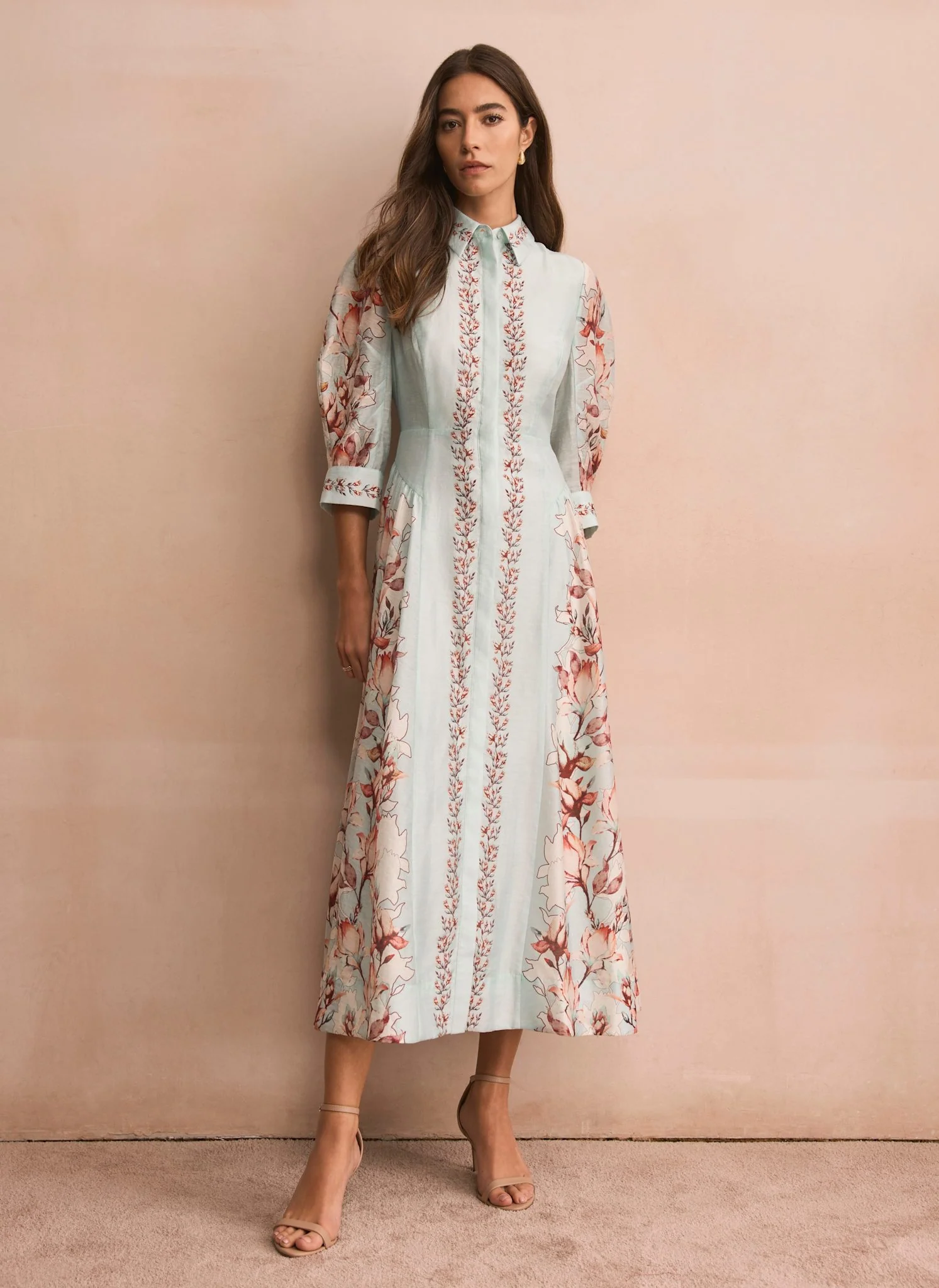 8982-blue-floral-print-midi-shirt-dress-6.webp Blue Floral Print Midi Shirt Dress