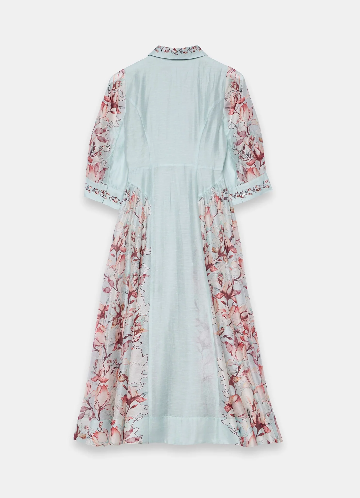 8982-blue-floral-print-midi-shirt-dress-8.webp Blue Floral Print Midi Shirt Dress