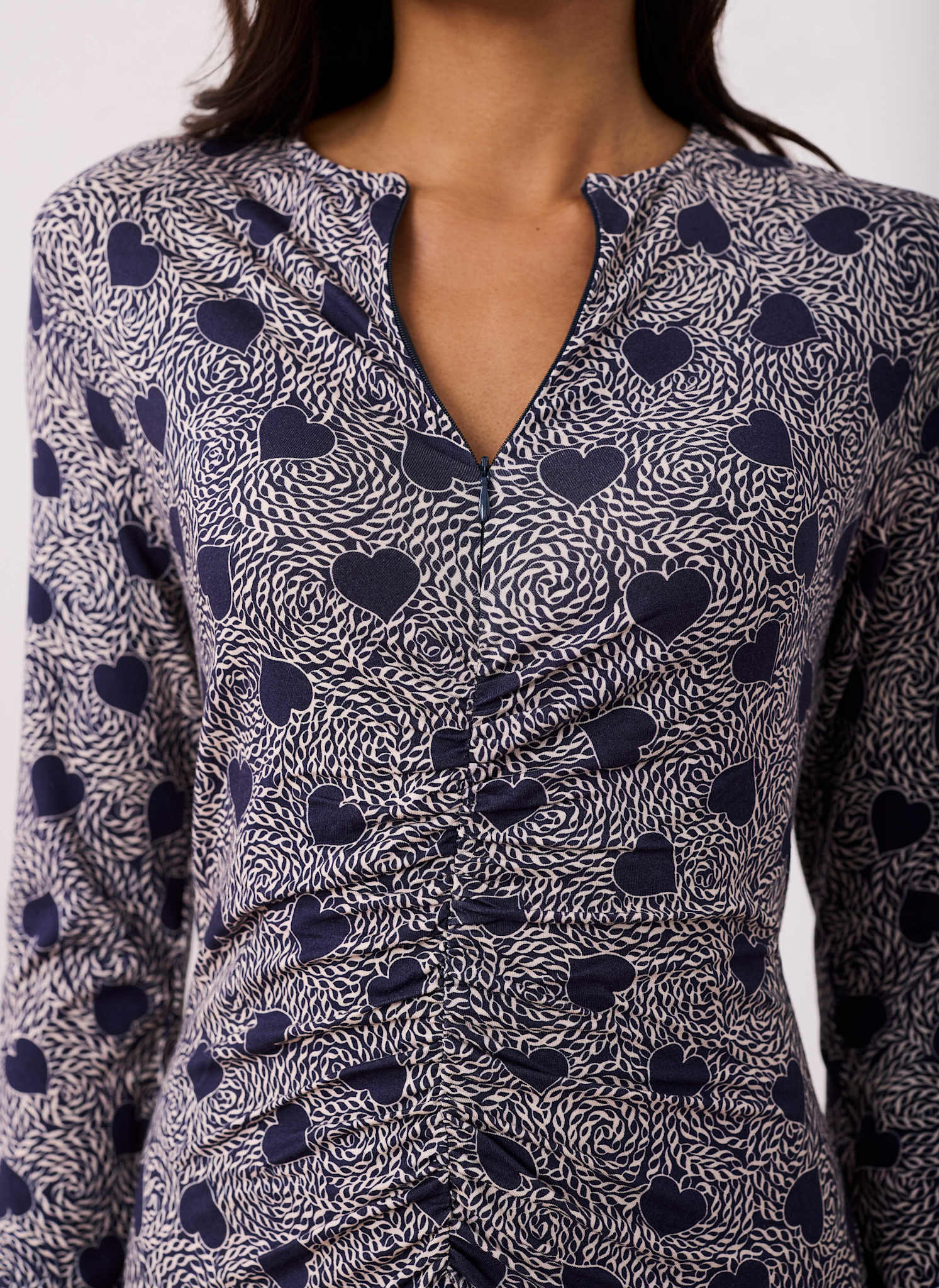 9004-navy-heart-print-zip-front-midi-dress-4.jpg Navy Heart Print Zip Front Midi Dress