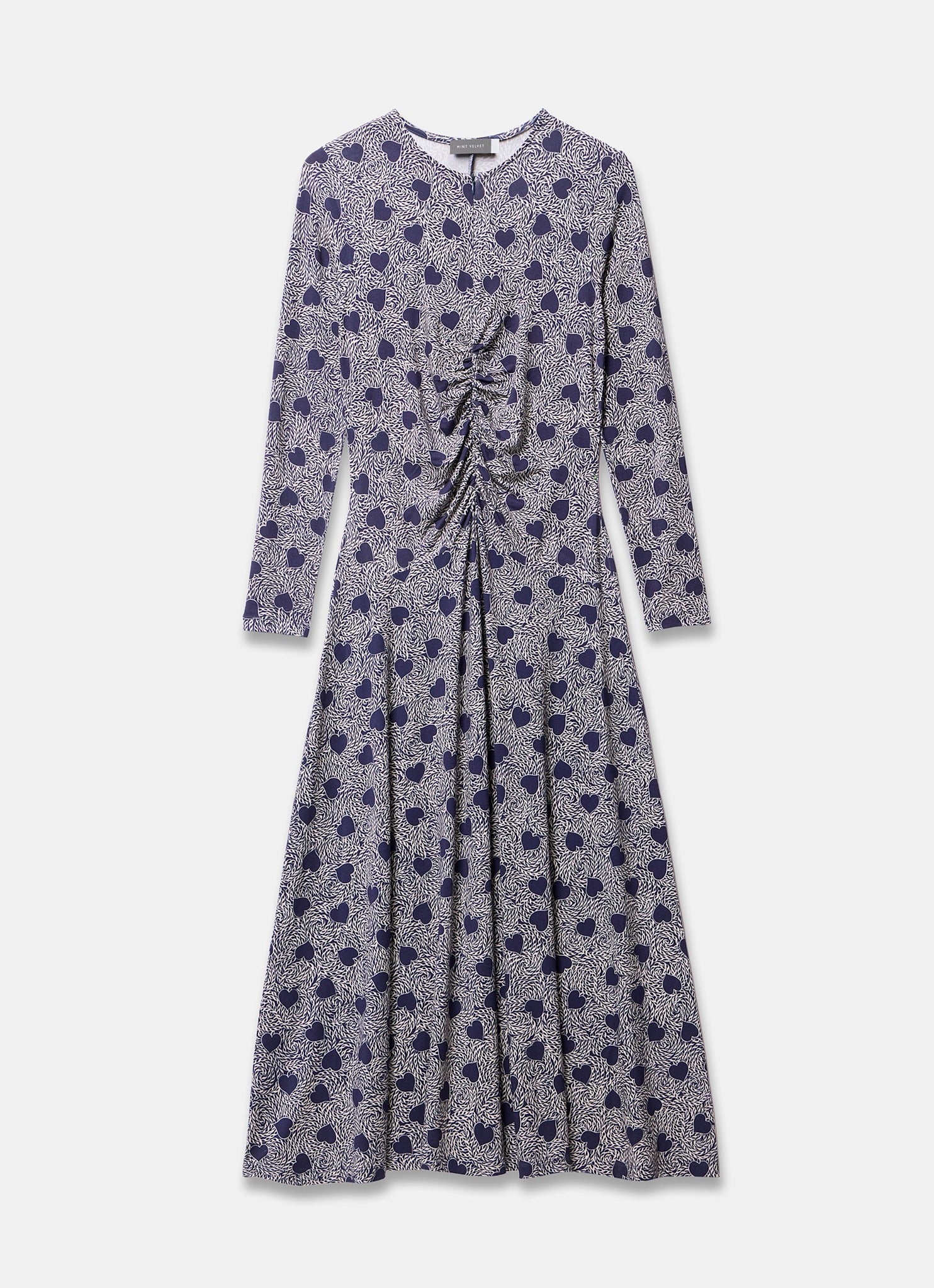 9004-navy-heart-print-zip-front-midi-dress-7.jpg Navy Heart Print Zip Front Midi Dress
