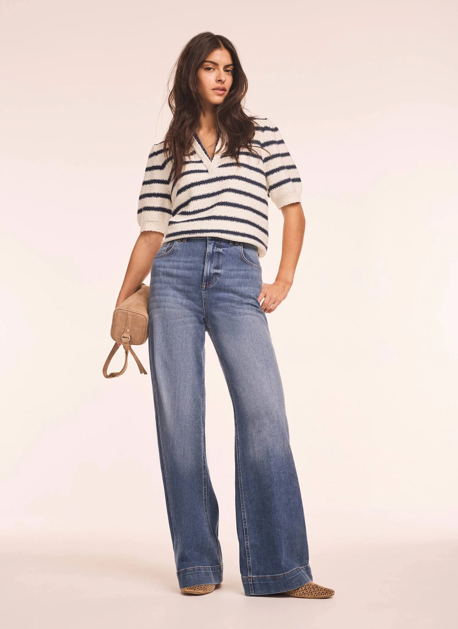 9036-cream-striped-knit-denim-detail-tops-3.webp Cream Striped Knit Denim Detail Tops