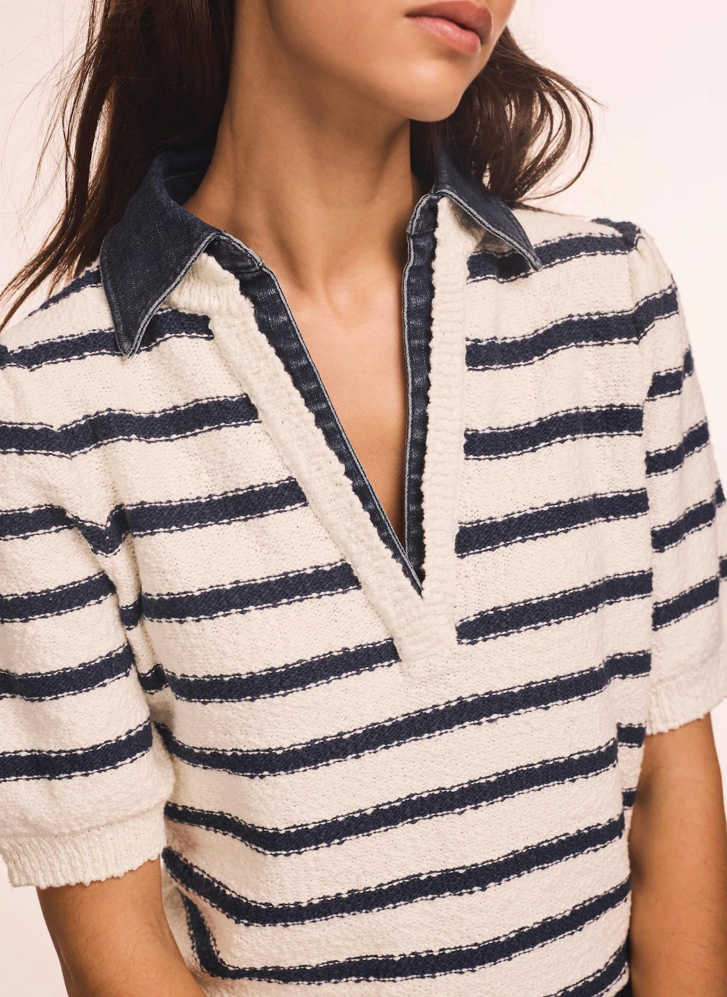 9036-cream-striped-knit-denim-detail-tops-5.webp Cream Striped Knit Denim Detail Tops