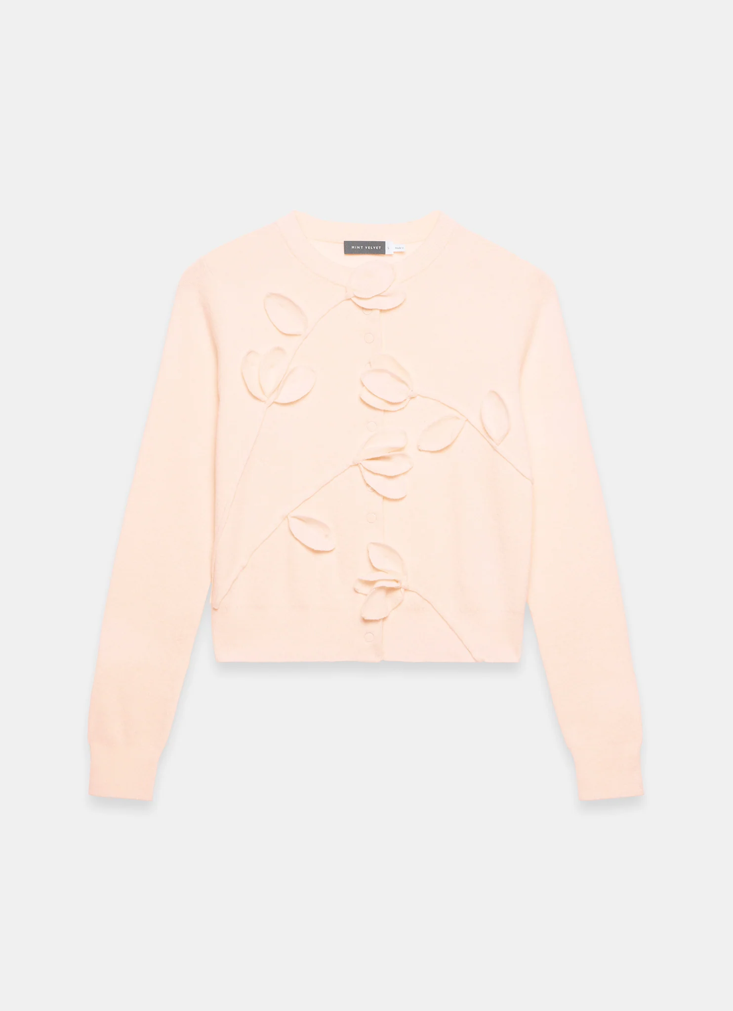 Pink Floral Applique Popper Cardigan