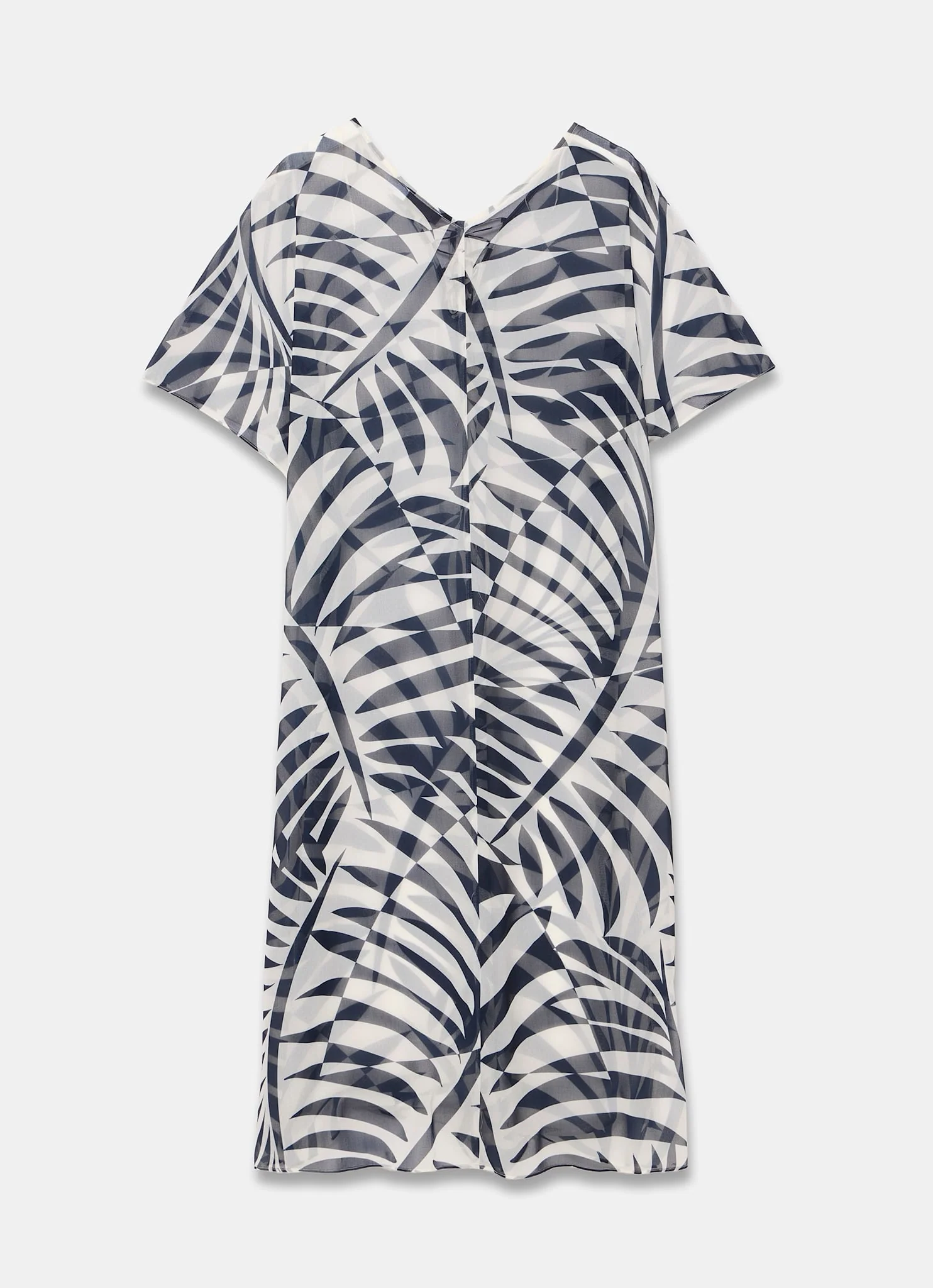 Navy Leaf Print Beach Cover Up