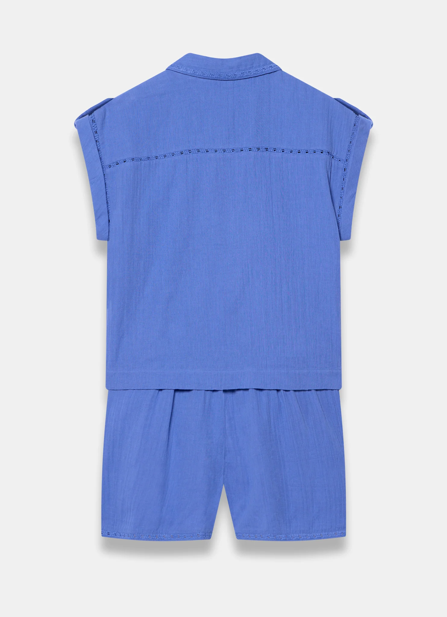 9094-blue-cotton-cheesecloth-shirt-and-shorts-set-8.webp Blue Cotton Cheesecloth Shirt And Shorts Set