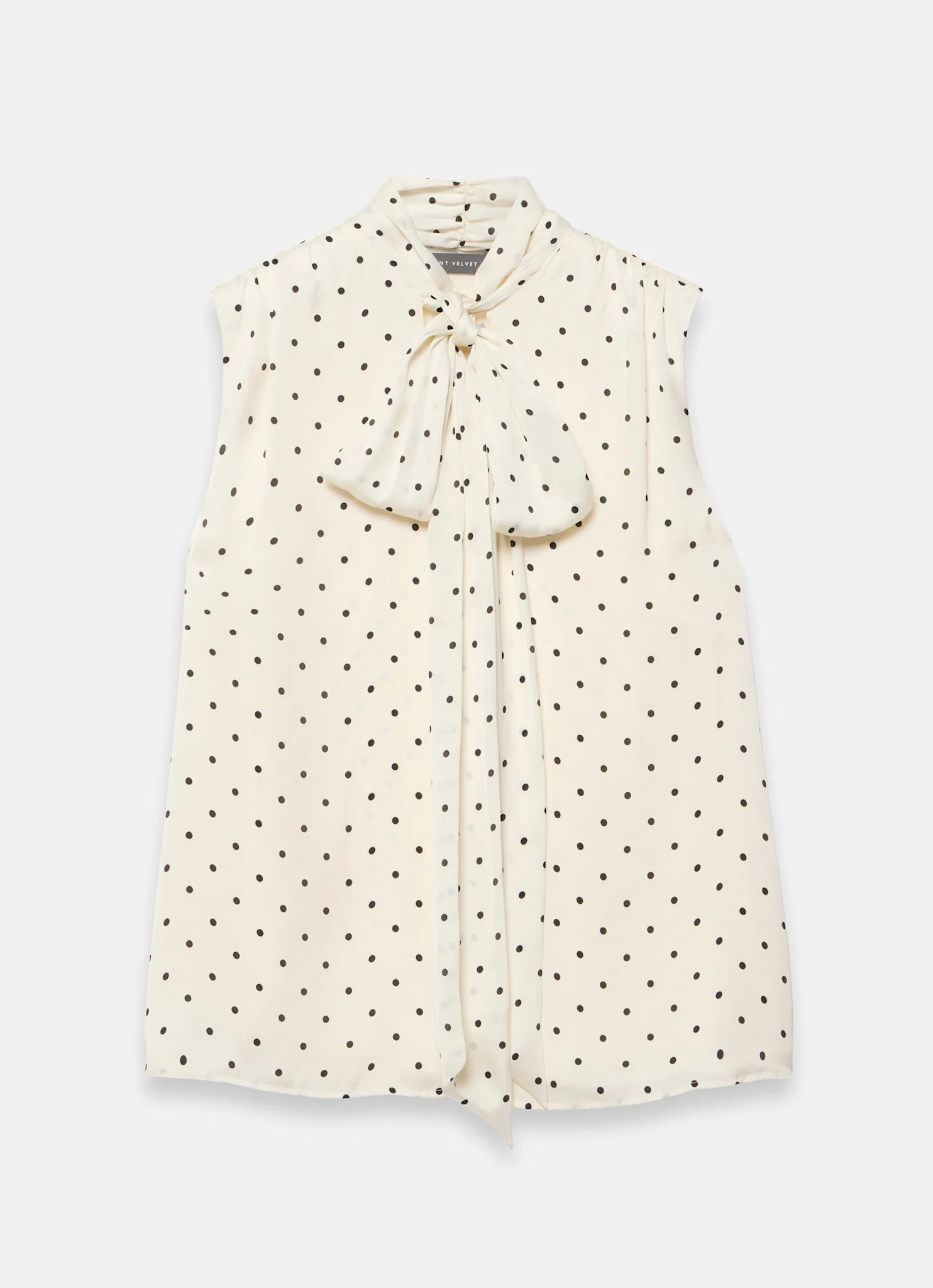 9100-cream-polka-dot-tie-neck-top-7.webp Cream Polka Dot Tie Neck Top