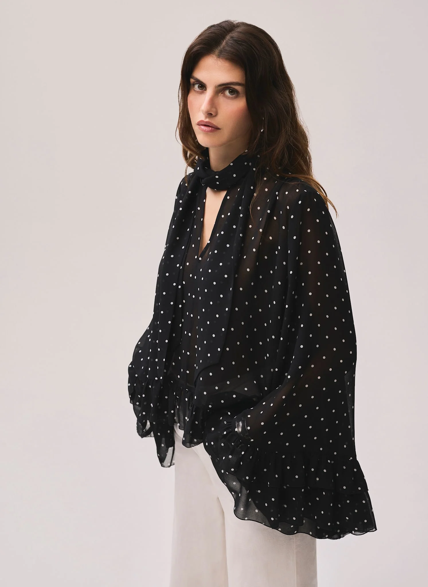 9114-black-polka-dot-print-blouse-1.webp Black Polka Dot Print Blouse