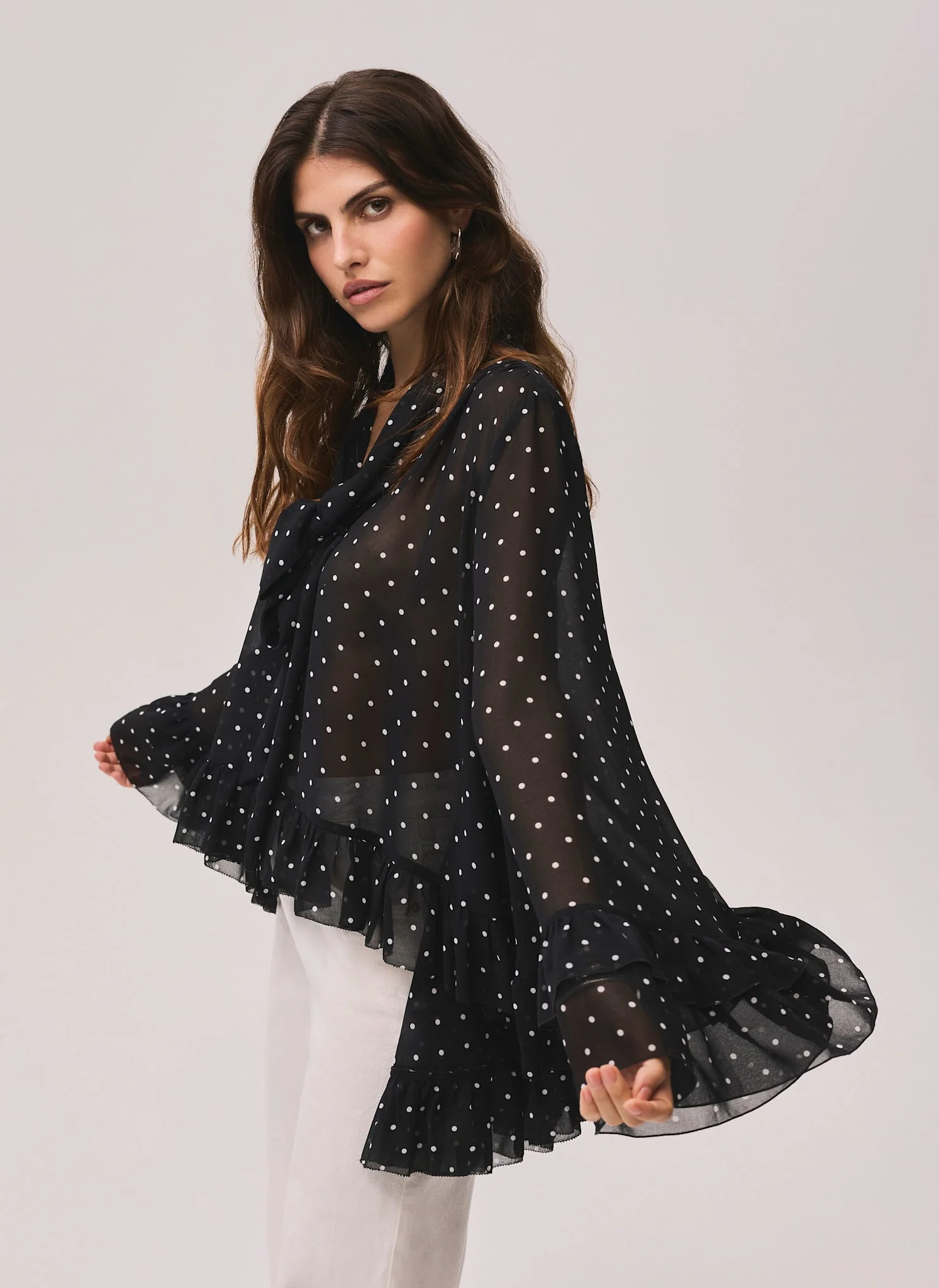 9114-black-polka-dot-print-blouse-2.webp Black Polka Dot Print Blouse