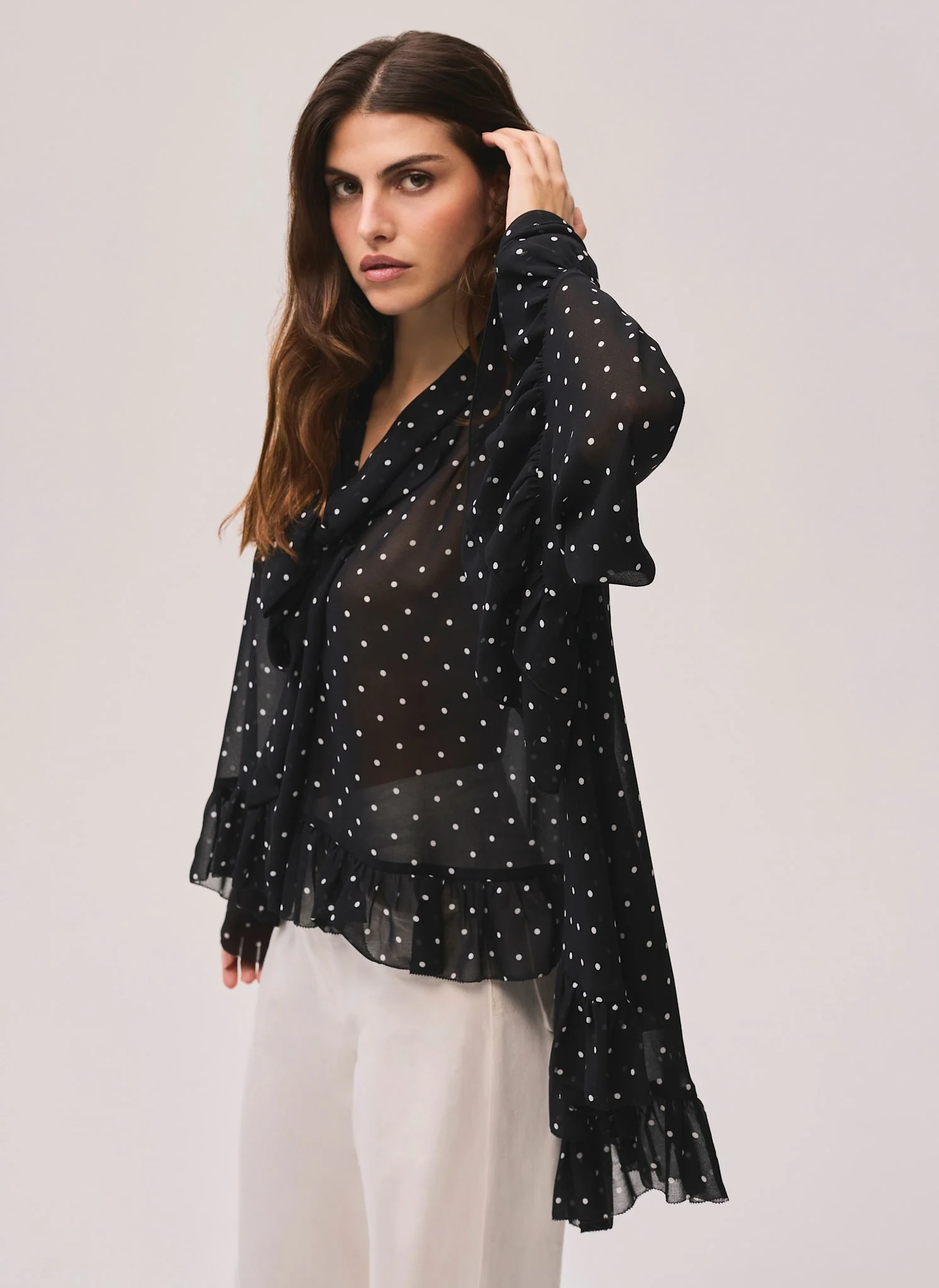 9114-black-polka-dot-print-blouse-5.webp Black Polka Dot Print Blouse