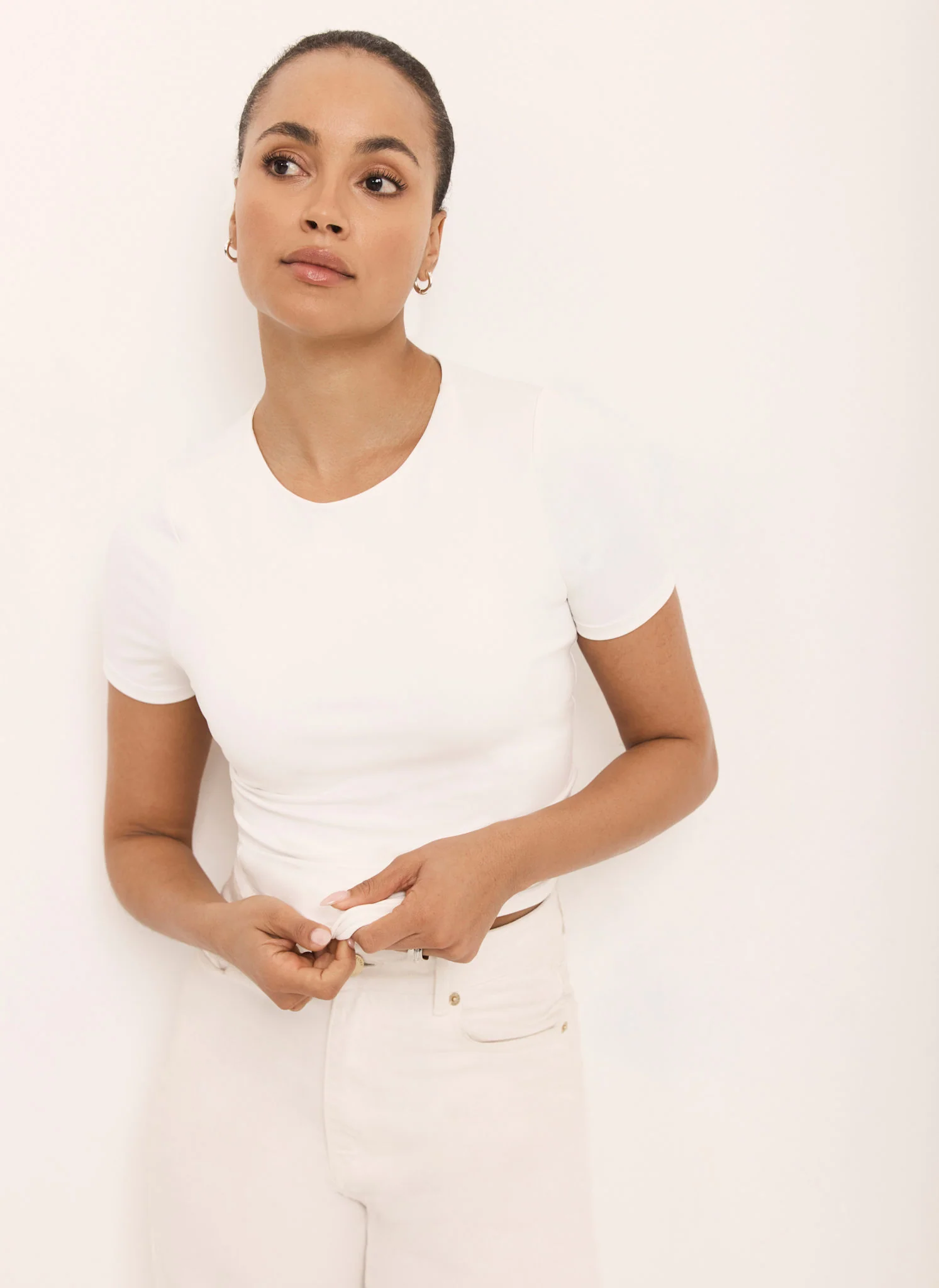 White Layering Short Sleeve Top