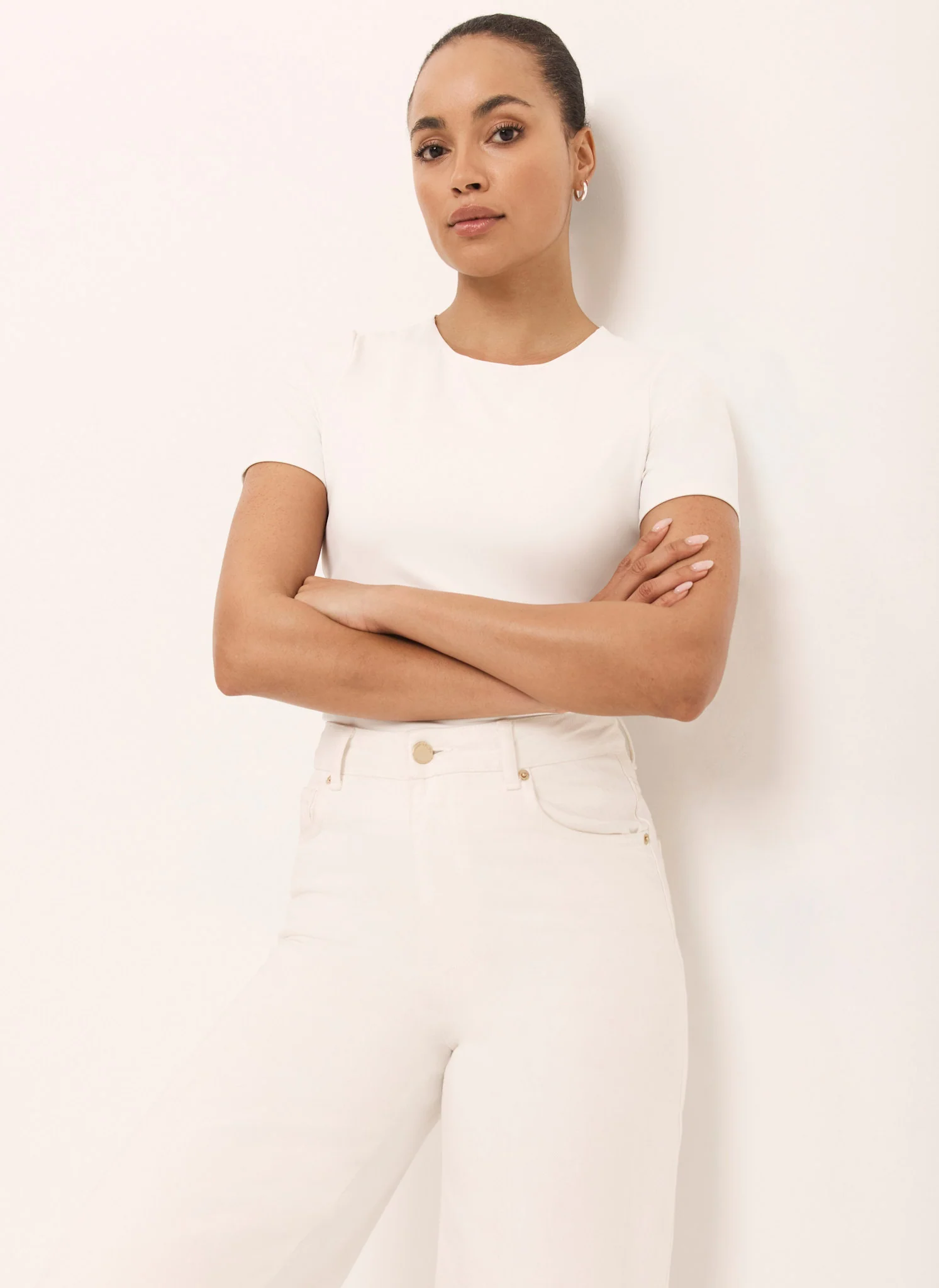 White Layering Short Sleeve Top