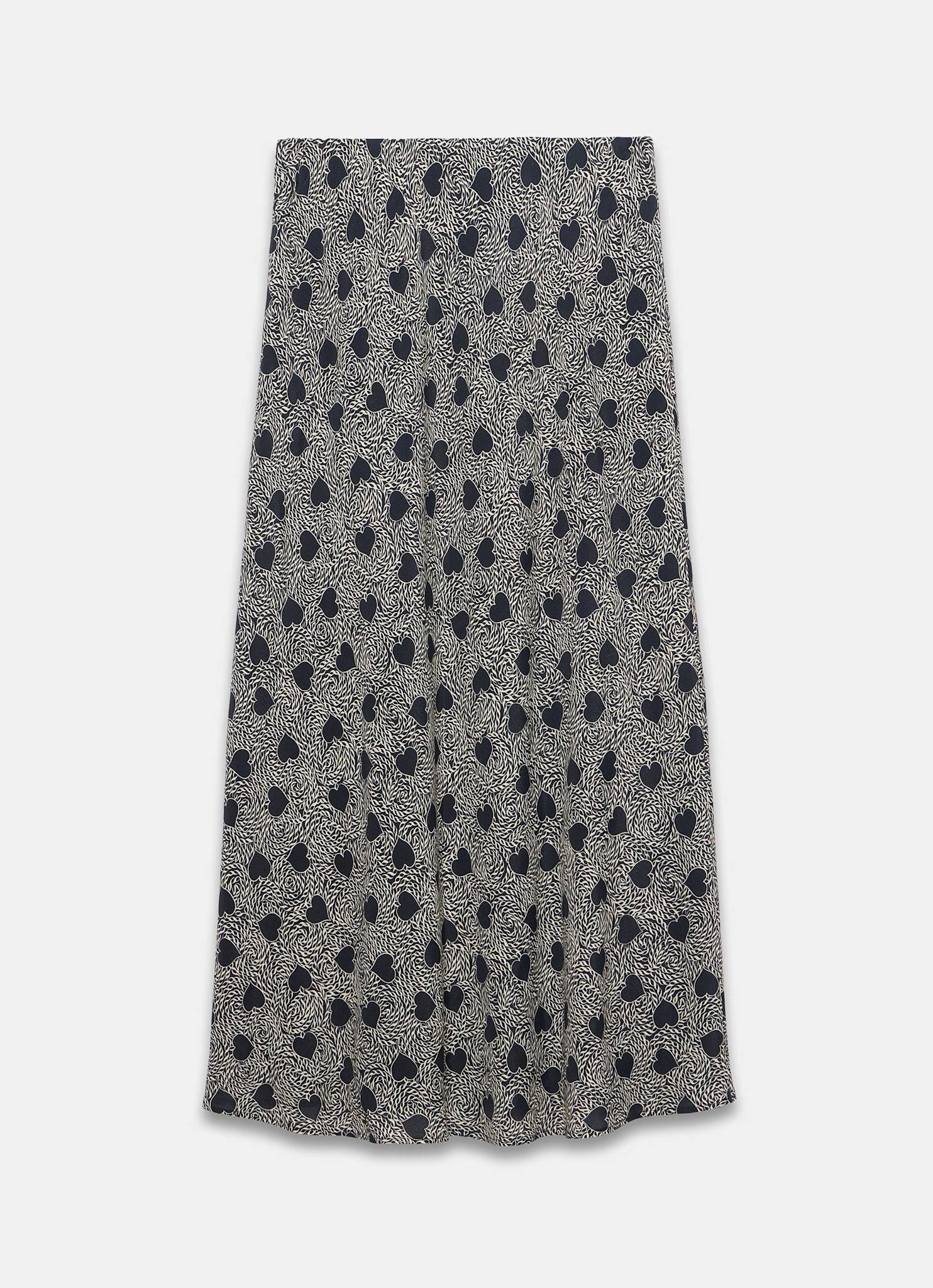 Navy Heart Print Maxi Skirt