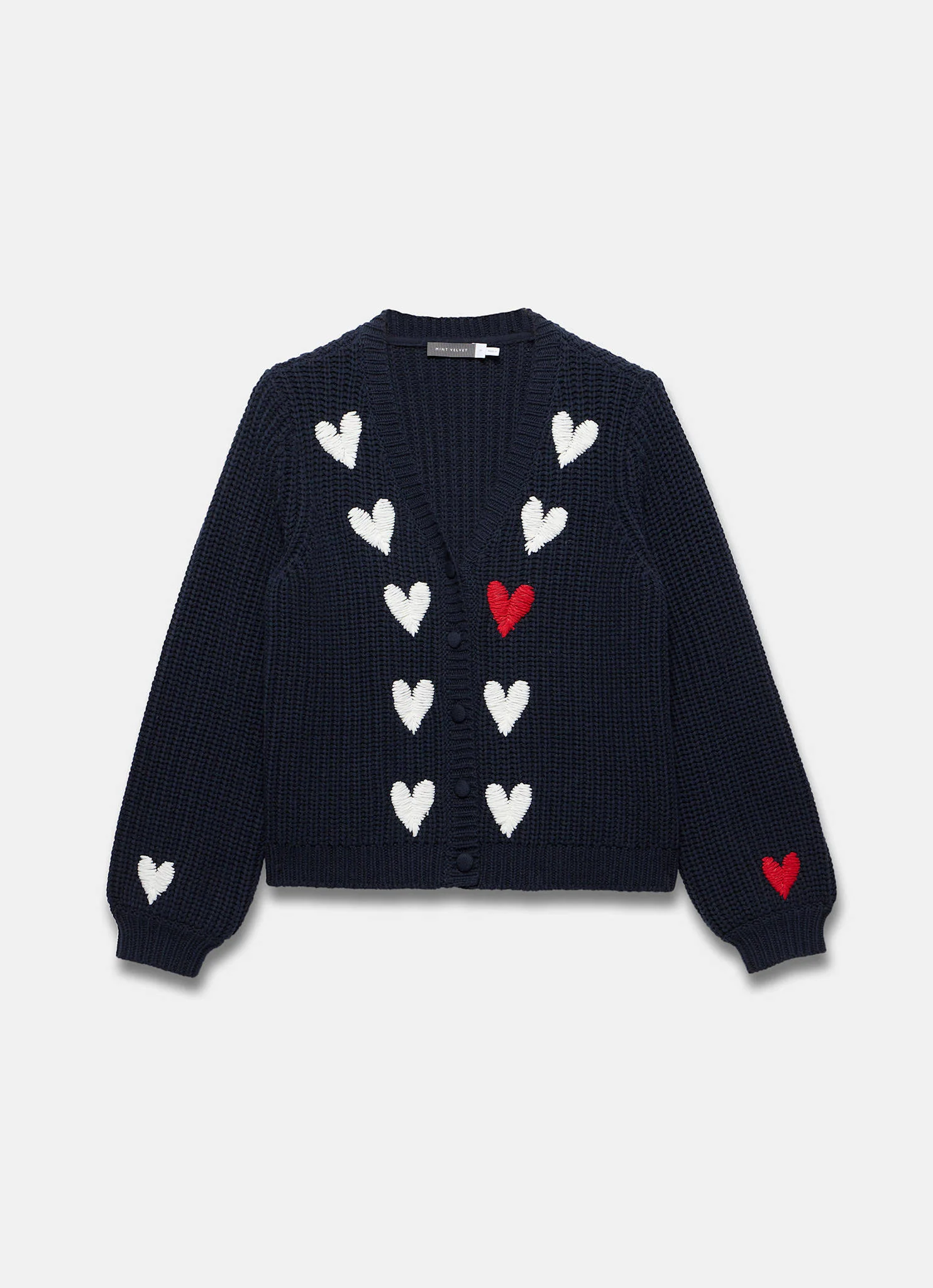 Navy Heart Embroidered Cardigan