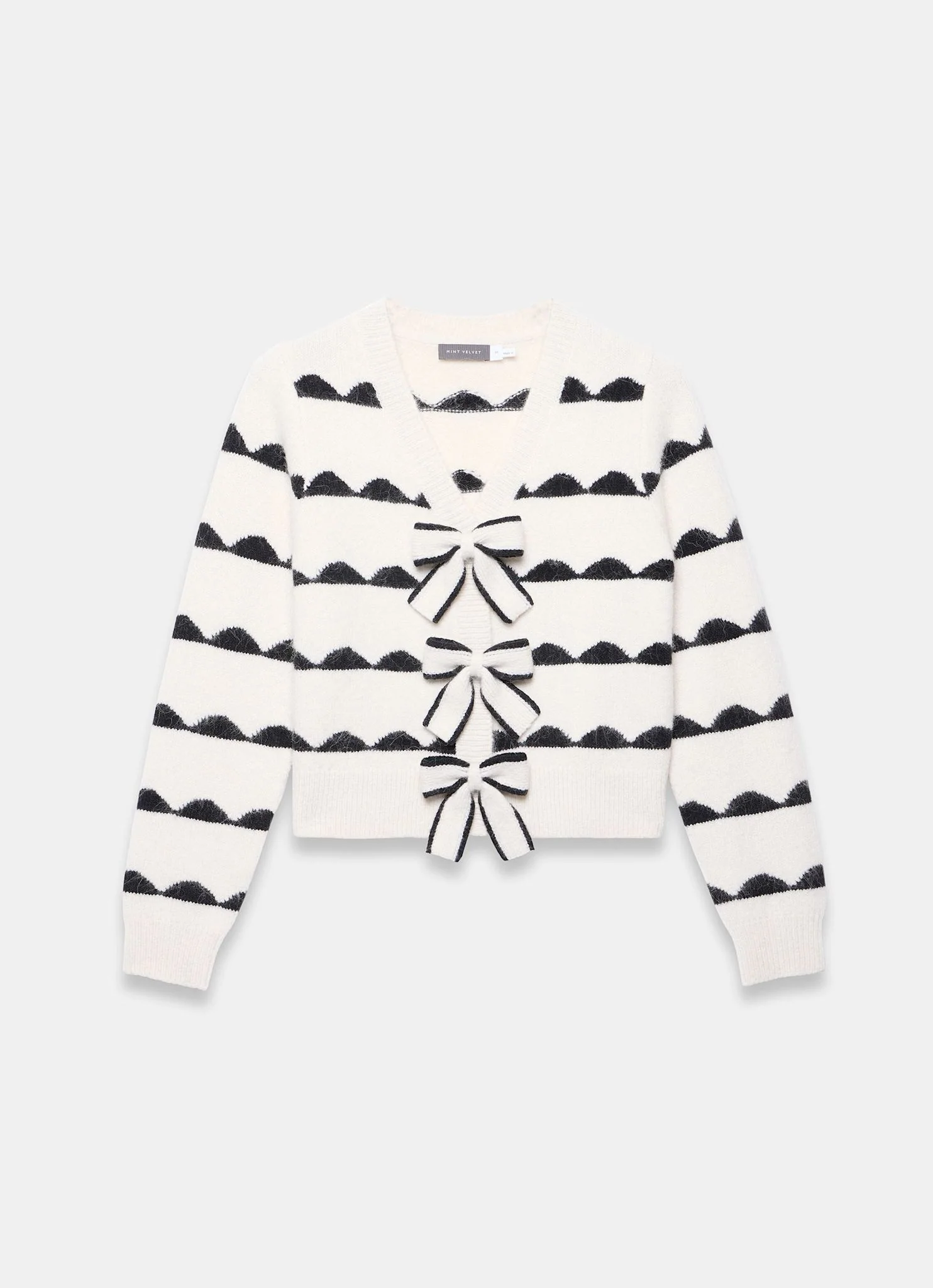 Cream Wool Blend Bow Detail Cardigan