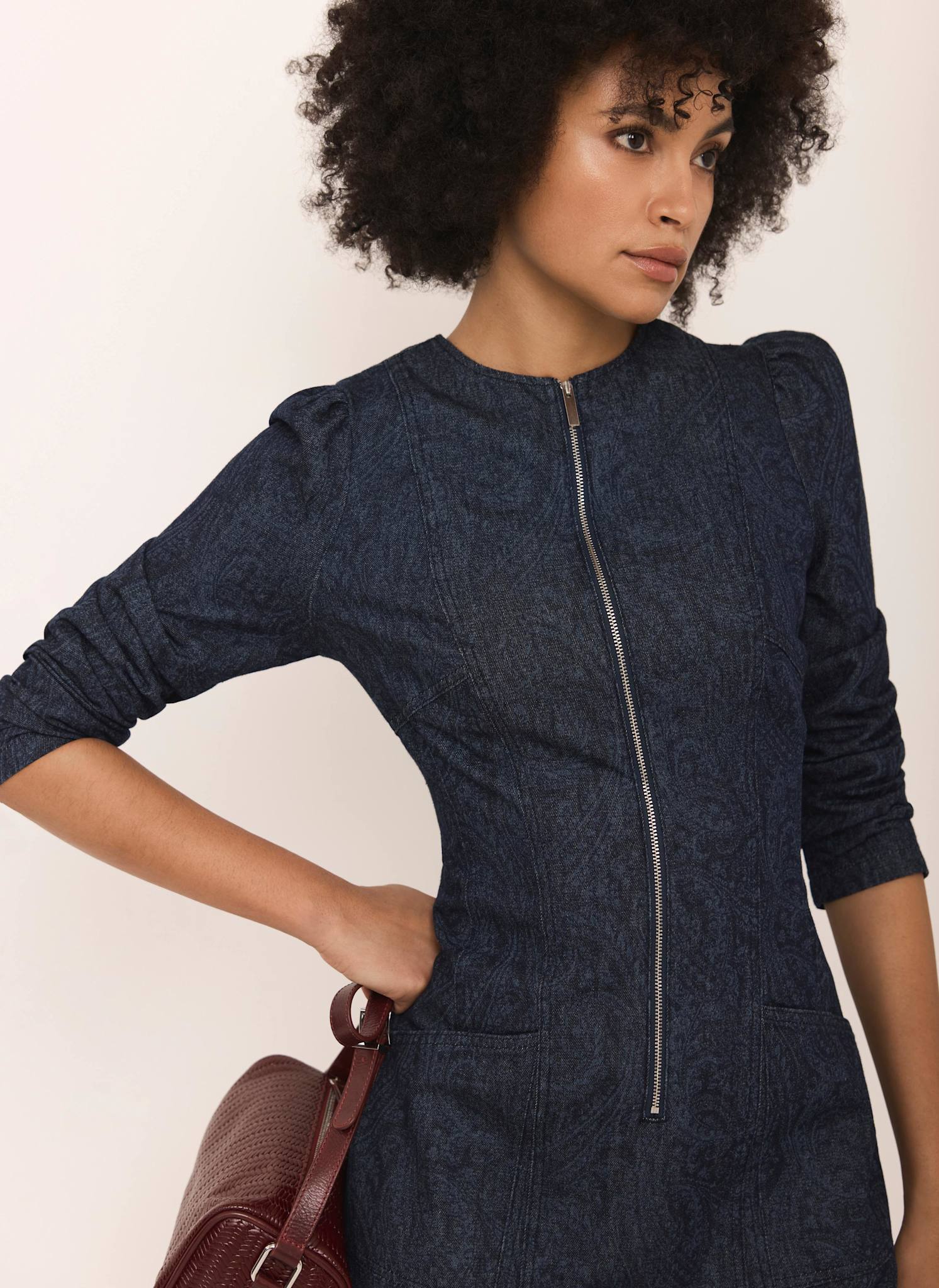 9236-dark-indigo-paisley-print-denim-midi-dress-3.jpg Dark Indigo Paisley Print Denim Midi Dress