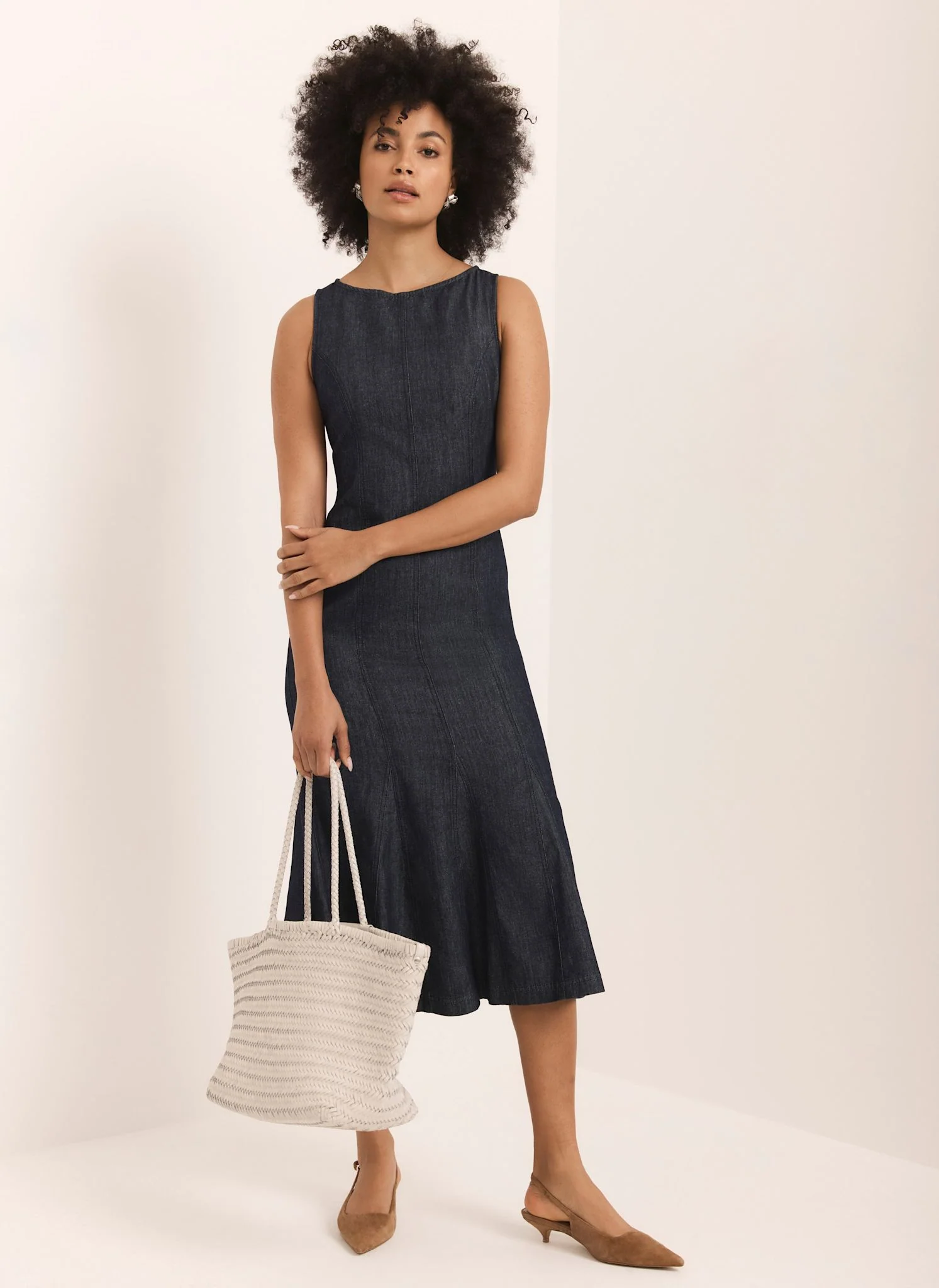 Dark Indigo Denim Midi Dress