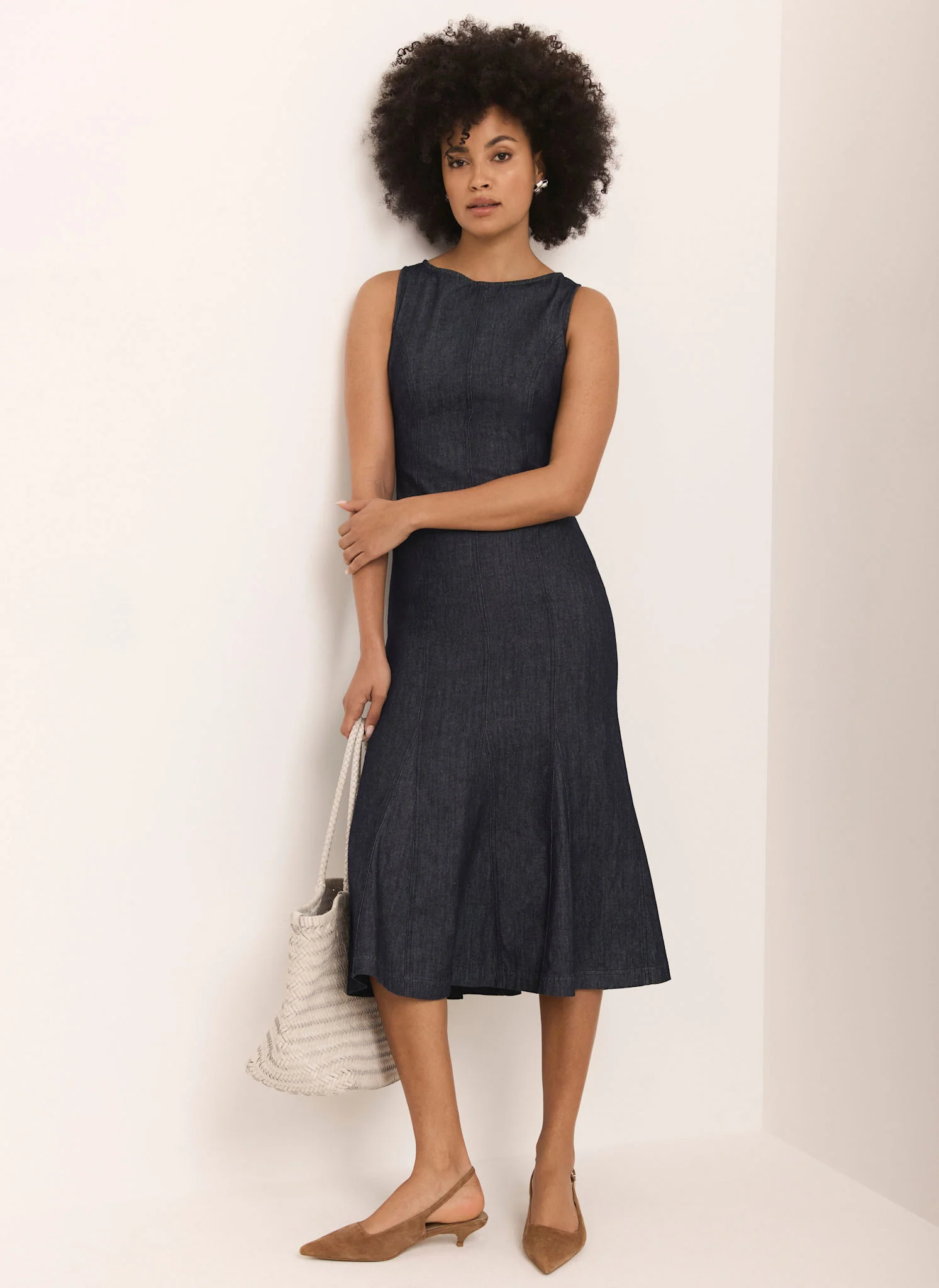 Dark Indigo Denim Midi Dress