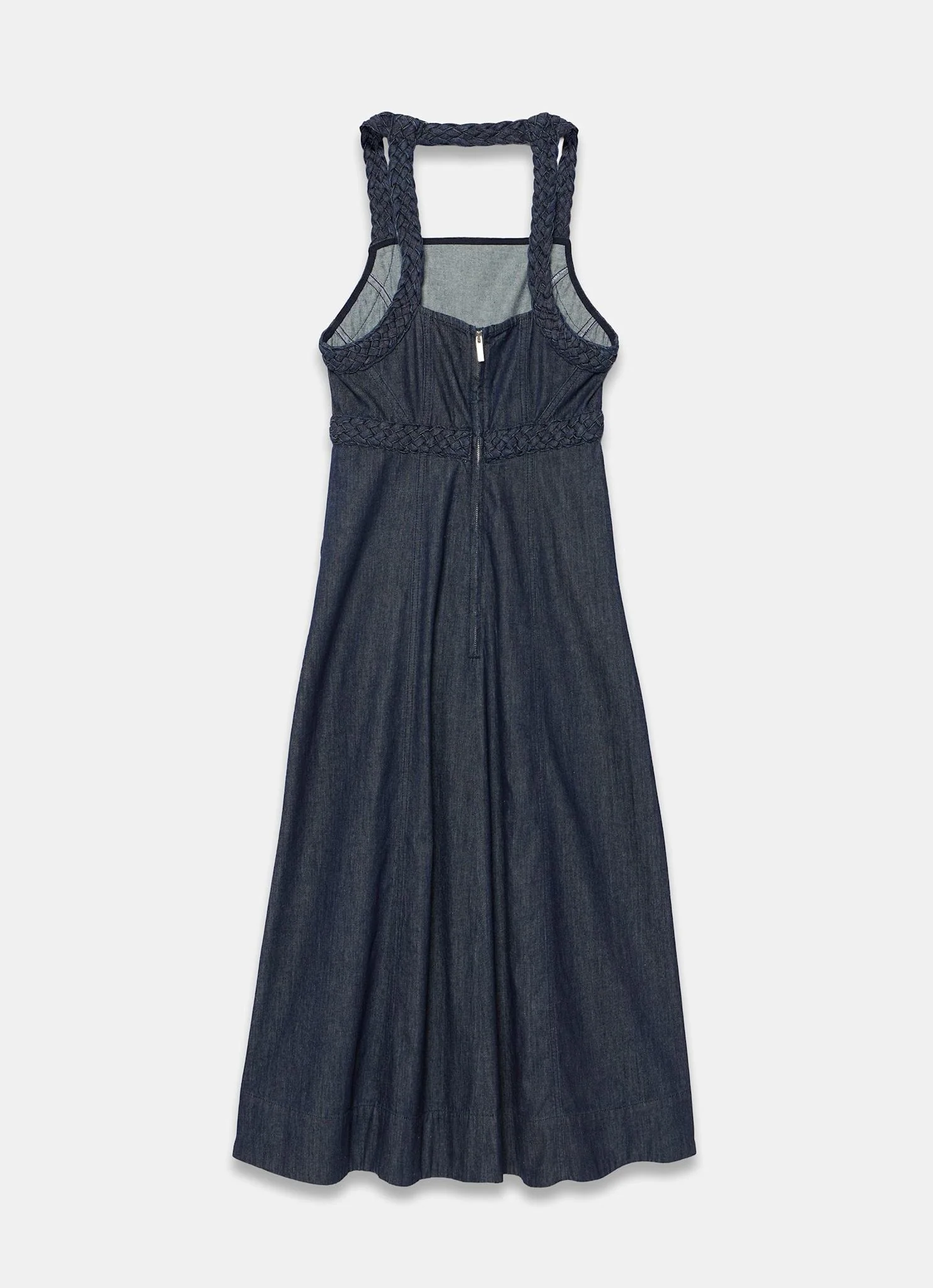 Dark Indigo Denim Halter Midi Dress