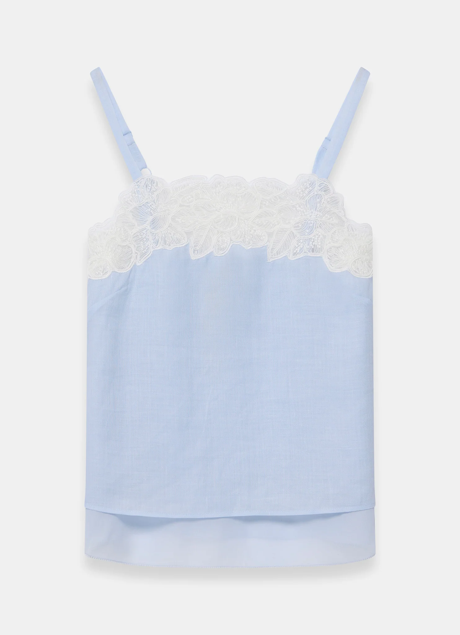 Blue Ramie Lace Camisole Top