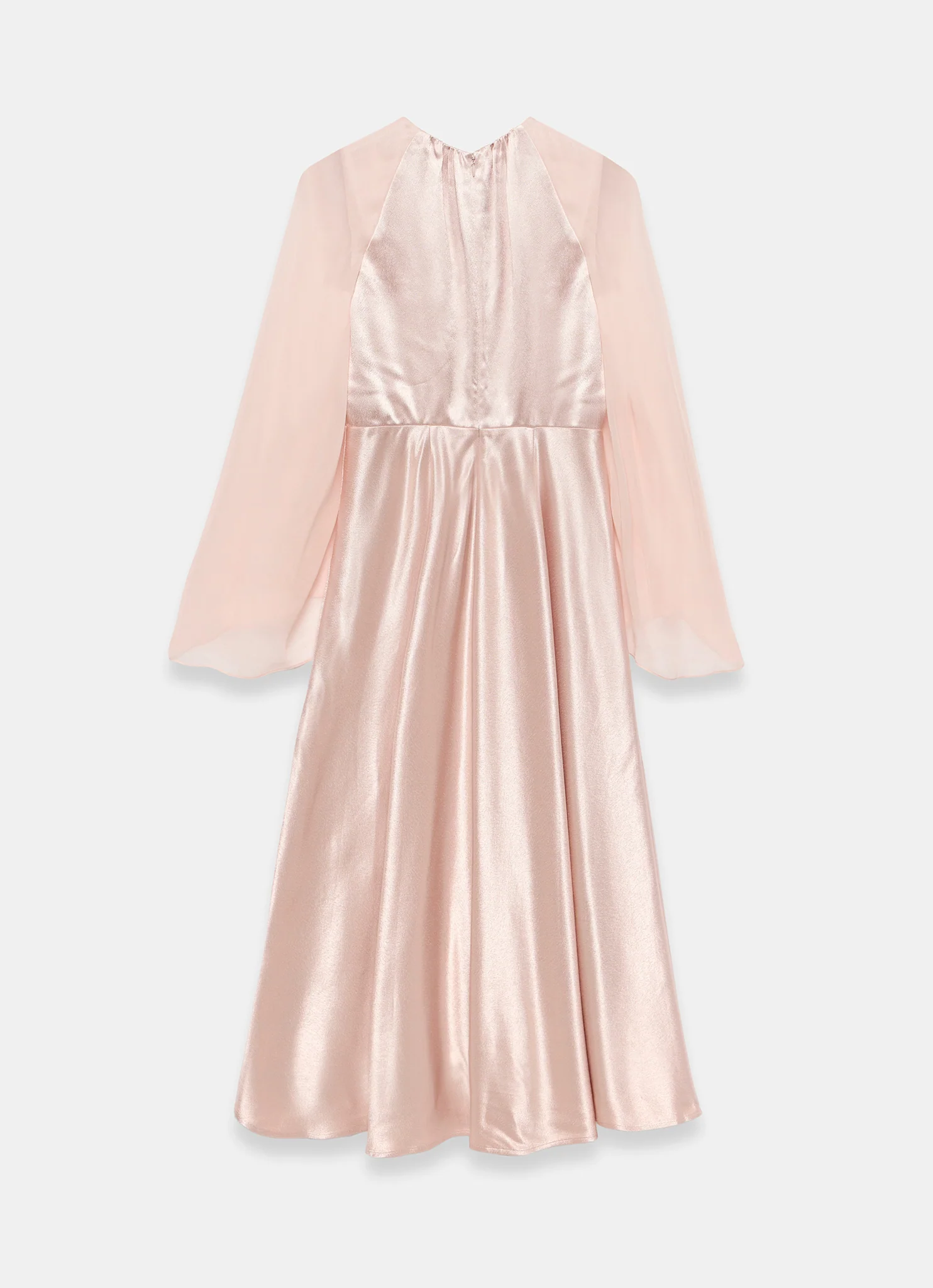 Pink Satin Cape Maxi Dress