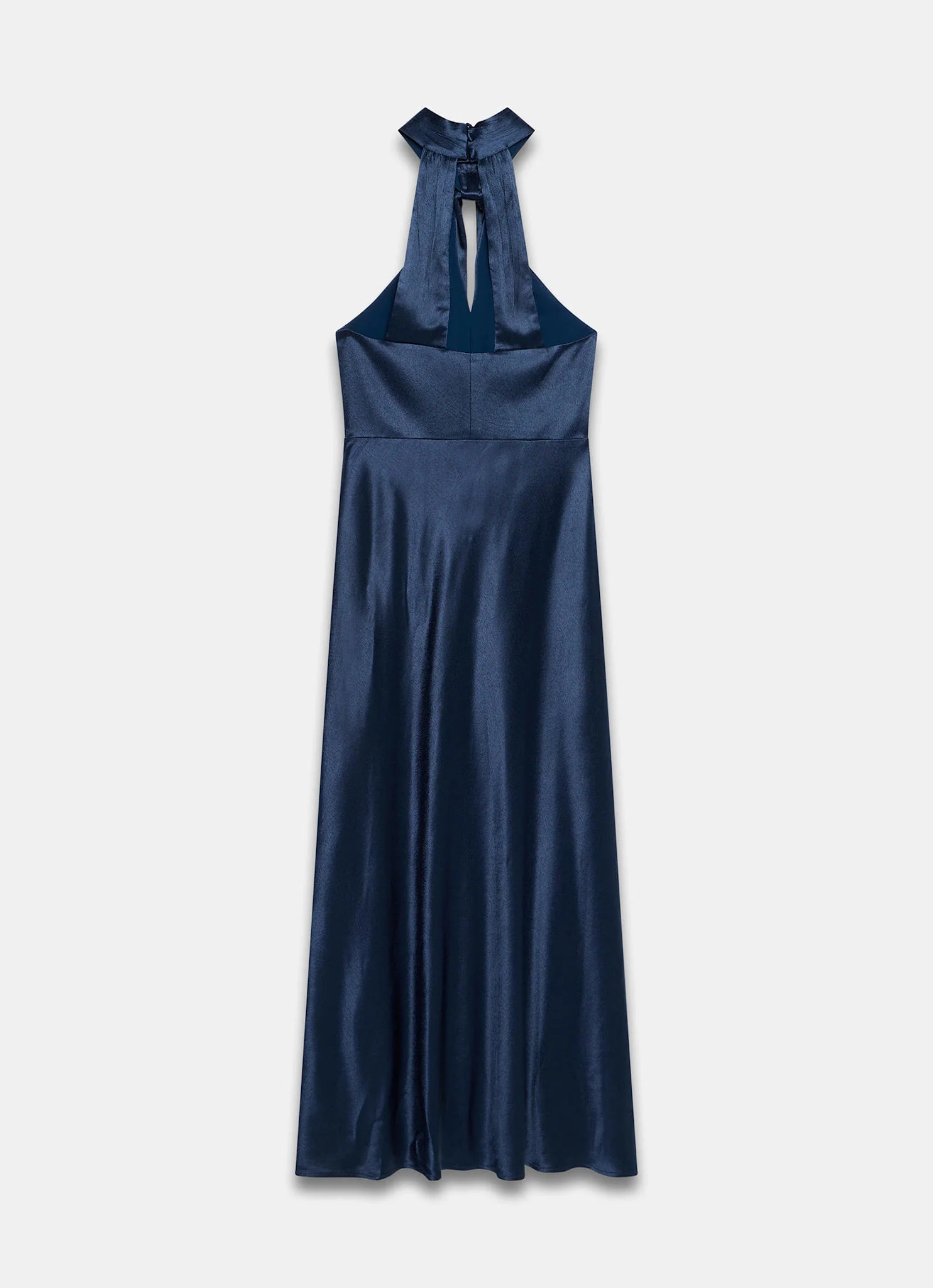 Navy Satin Halter Maxi Dress