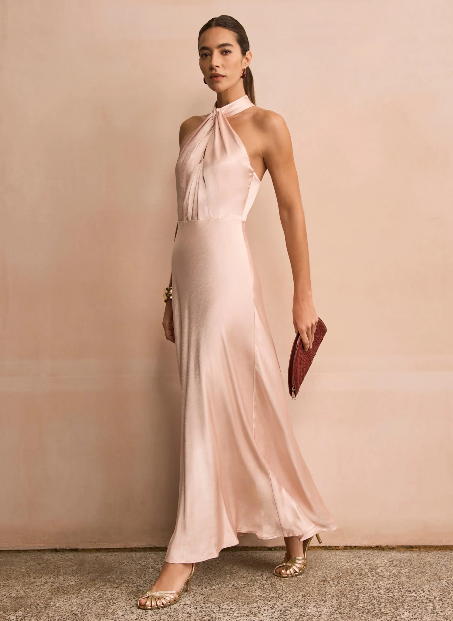 9318-pink-satin-halter-maxi-dress-2.webp Pink Satin Halter Maxi Dress