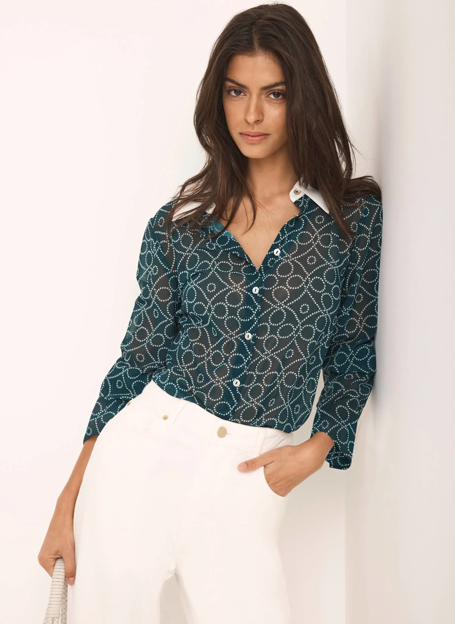 9326-teal-printed-sheer-shirt-1.webp Teal Printed Sheer Shirt