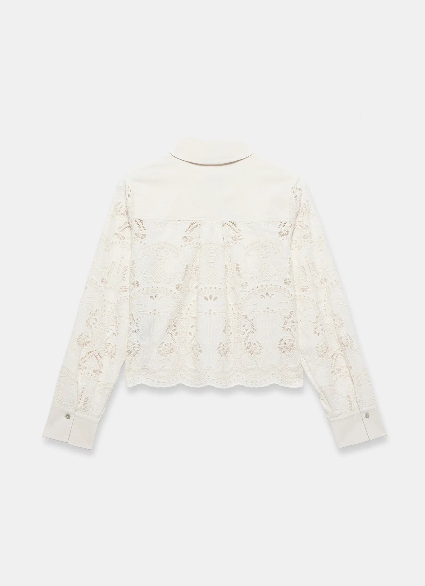 White Broderie Cropped Shirt