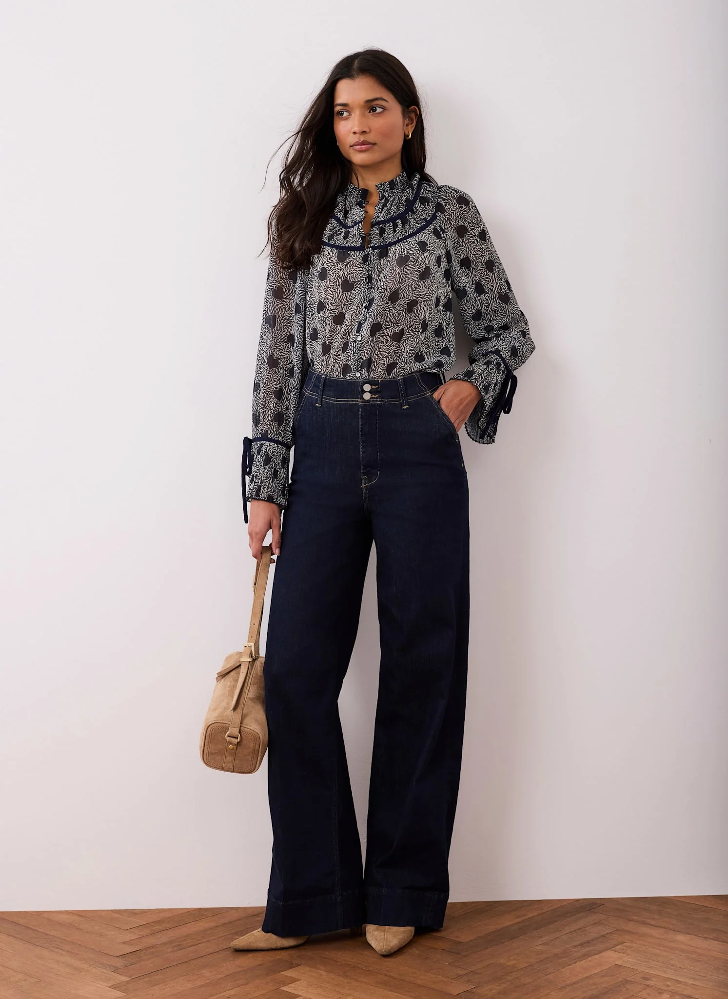 9338-navy-heart-print-chiffon-blouse-4.webp Navy Heart Print Chiffon Blouse