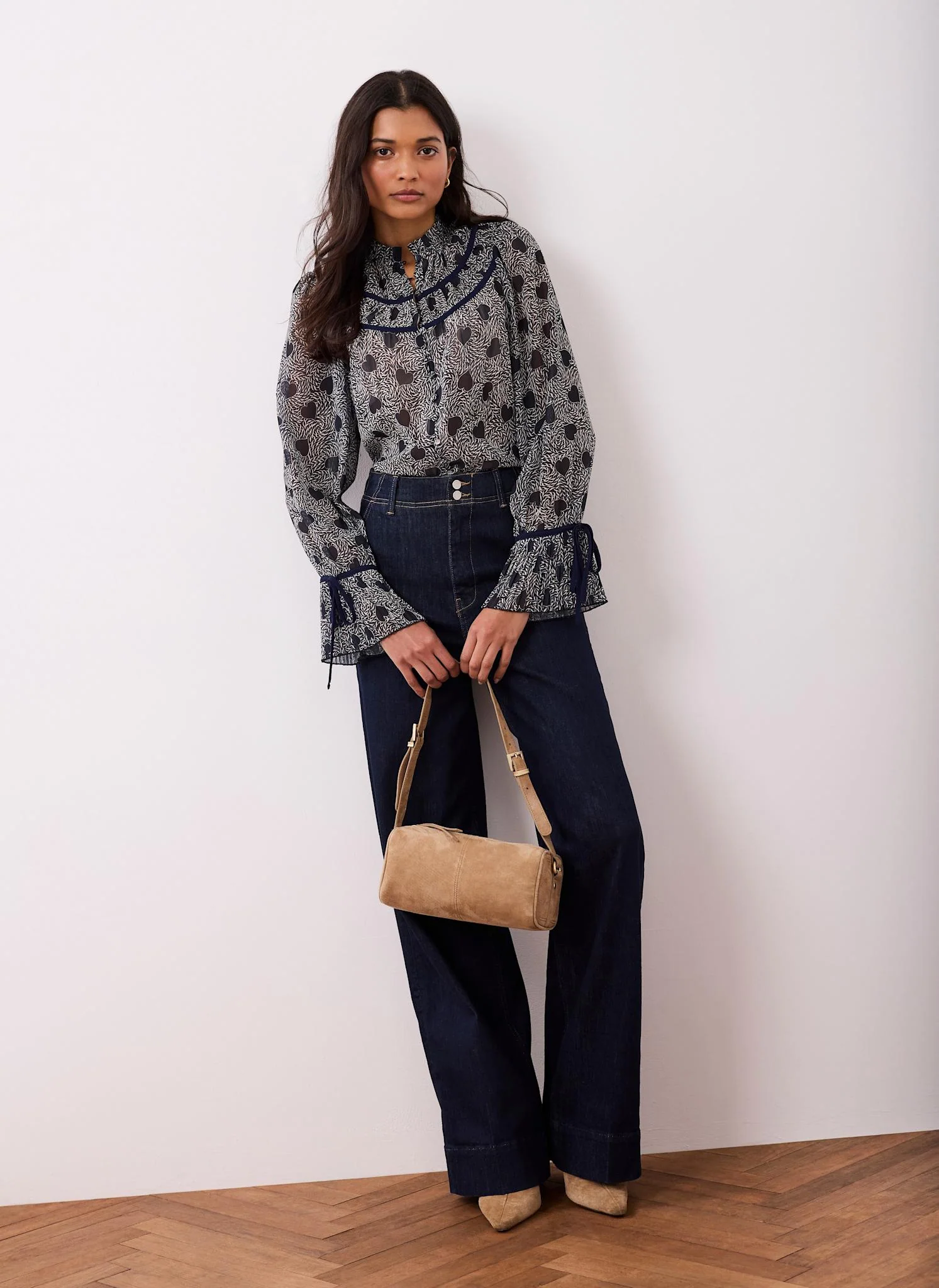 9338-navy-heart-print-chiffon-blouse-6.webp Navy Heart Print Chiffon Blouse