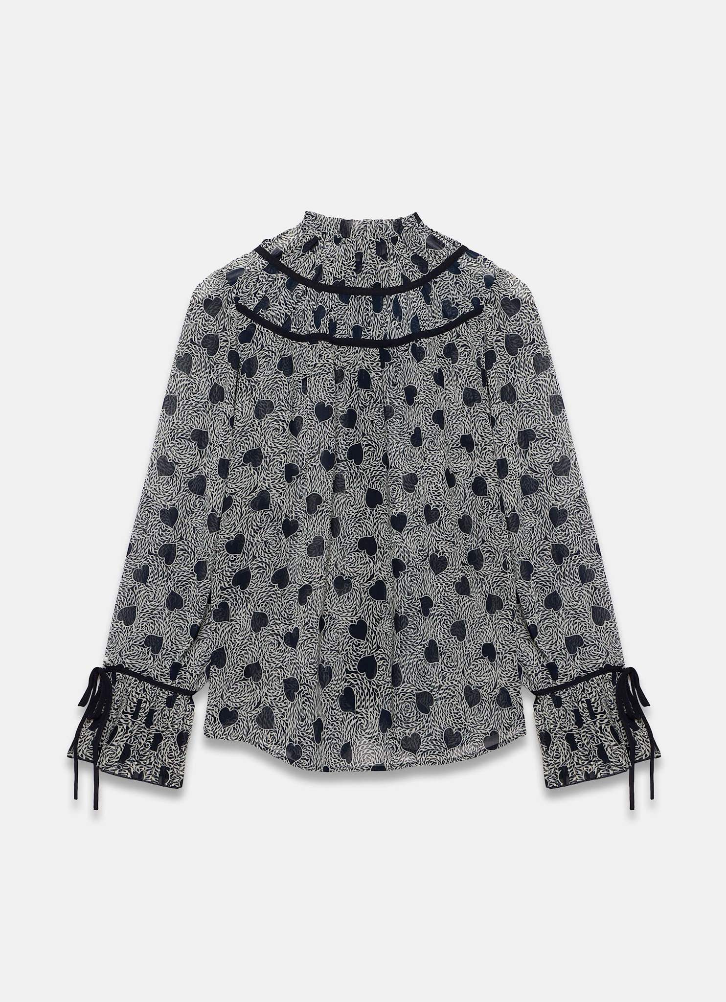 9338-navy-heart-print-chiffon-blouse-8.jpg Navy Heart Print Chiffon Blouse
