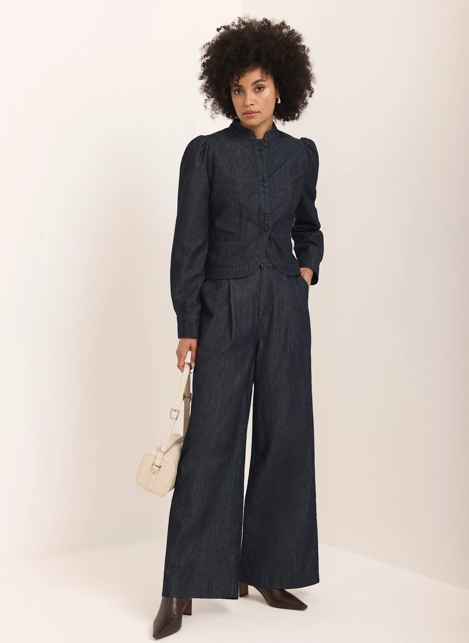 9362-dark-indigo-pleated-tailored-wide-leg-jeans-2.webp Dark Indigo Pleated Tailored Wide Leg Jeans